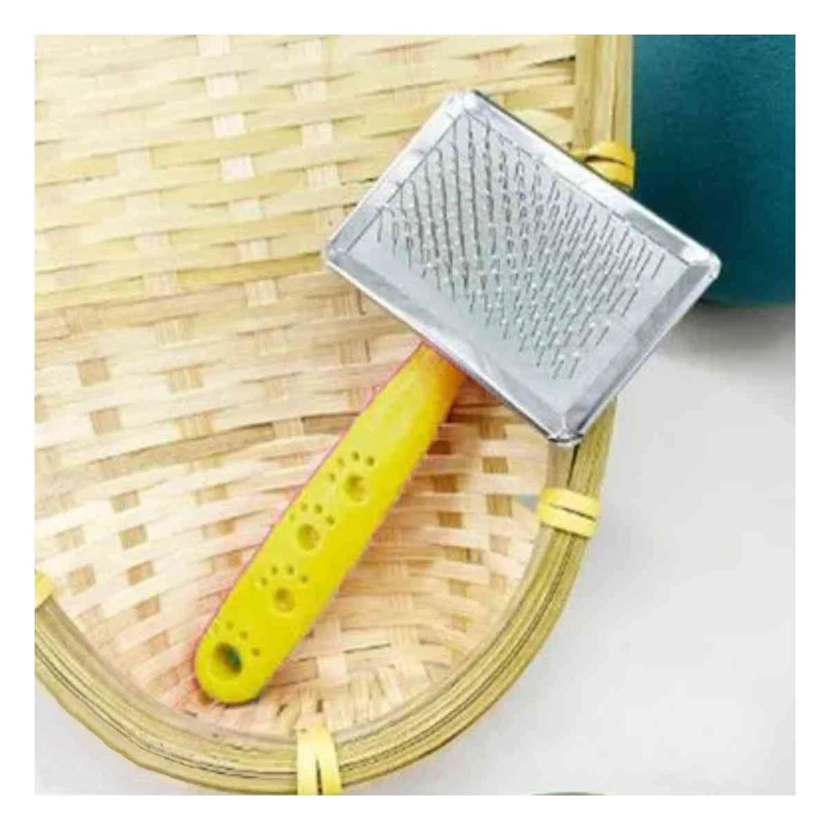 PEINE PERRO Y GATO RYBIU MA31227 TA CON PUNTAS DE METAL SUAVE TALLA M AMARILLO - 2