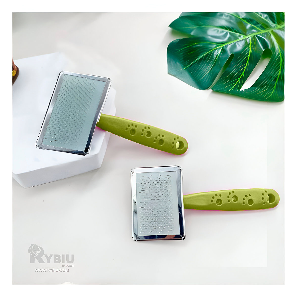 PEINE PERRO Y GATO RYBIU MA31228 TA CON PUNTAS DE METAL SUAVE TALLA VERDE - 2