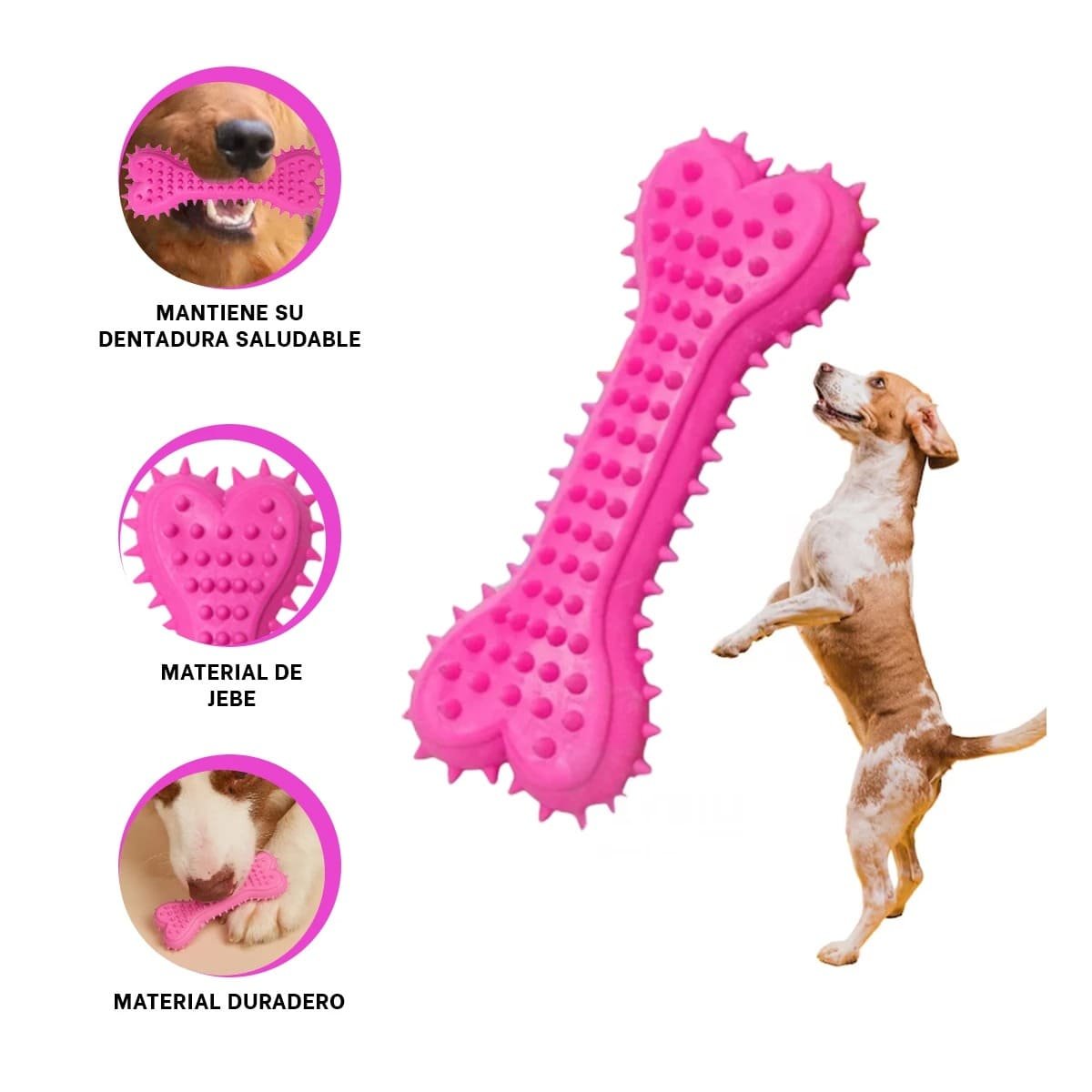 HUESO DE JEBE CON PUAS ROSADO PARA ACTIVIDAD Y ENTRETENIMIENTO - 3