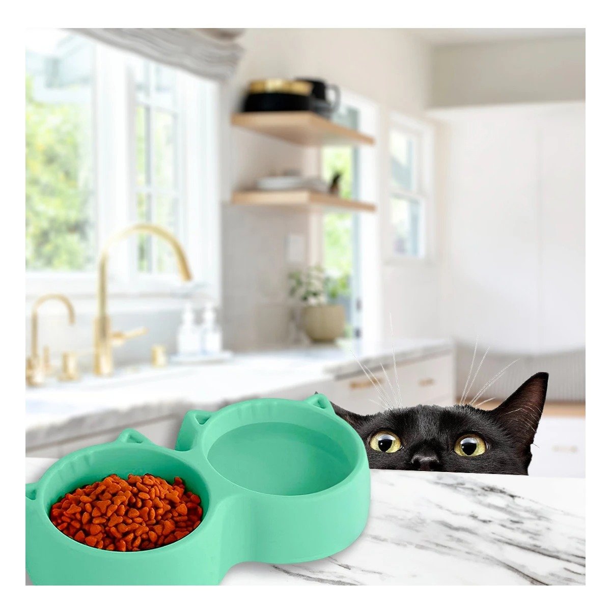 PLATO GATO MA31290 DOBLE FORMA OREJITAS COLOR VERDE RYBIU - 1