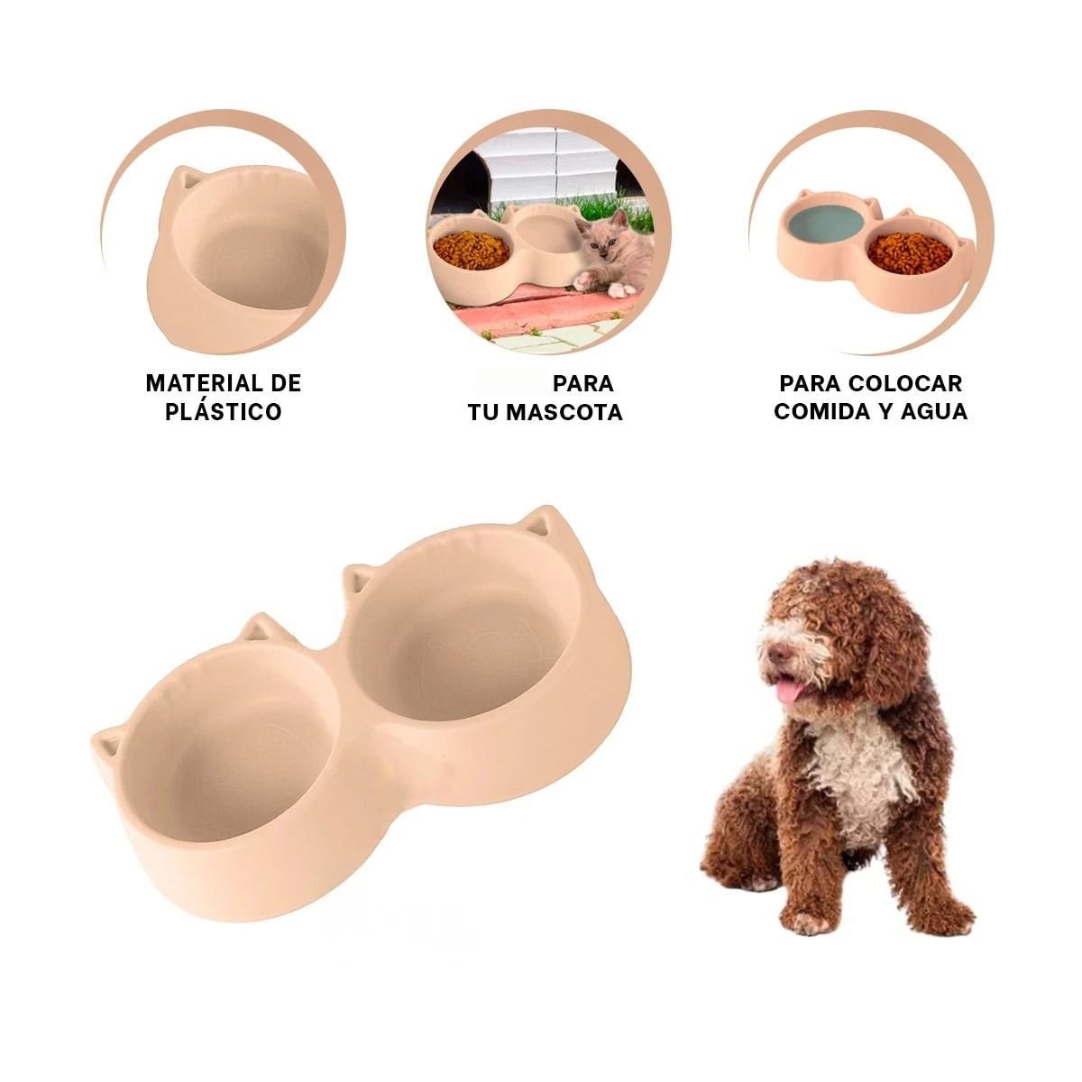PLATO GATO MA31284 DOBLE FORMA OREJITAS COLOR CREMA RYBIU - 3