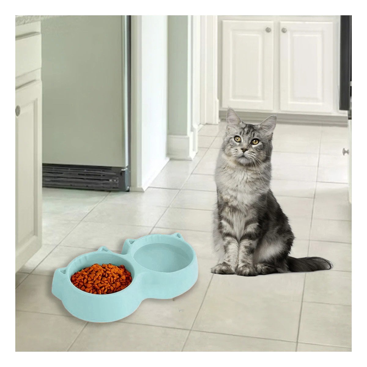 PLATO GATO MA31285 DOBLE FORMA OREJITAS COLOR CELESTE RYBIU - 1