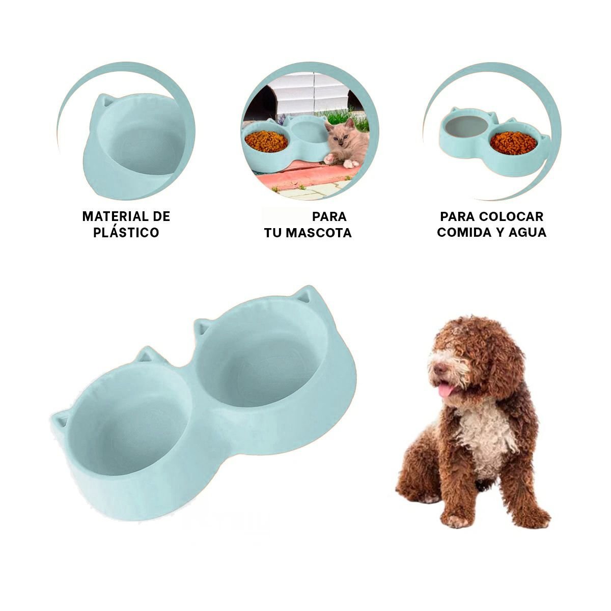 PLATO GATO MA31285 DOBLE FORMA OREJITAS COLOR CELESTE RYBIU - 3
