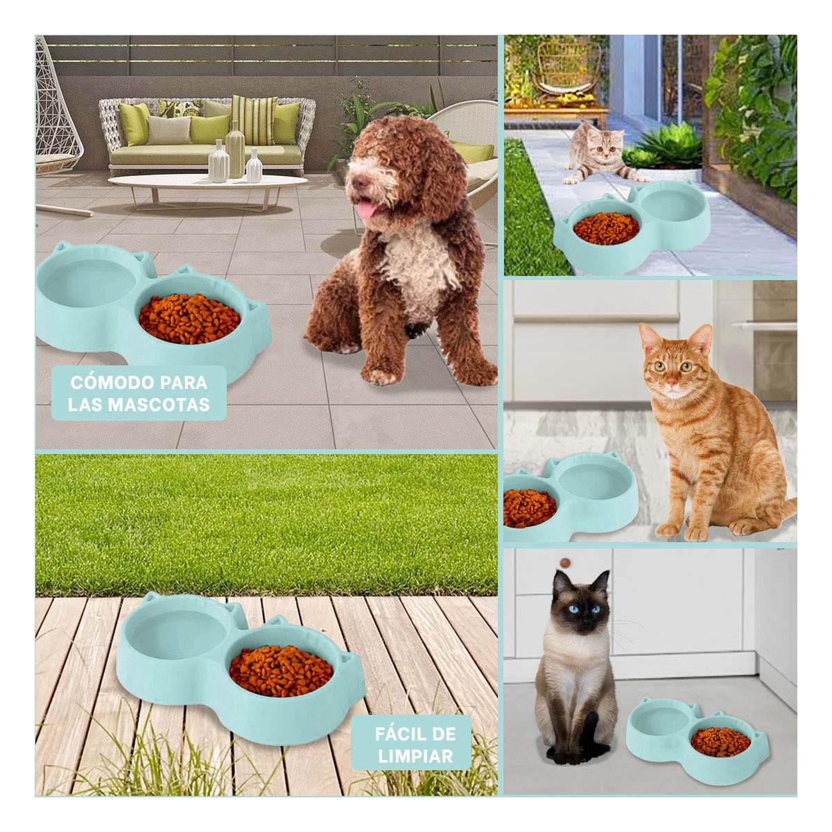 PLATO GATO MA31285 DOBLE FORMA OREJITAS COLOR CELESTE RYBIU - 5