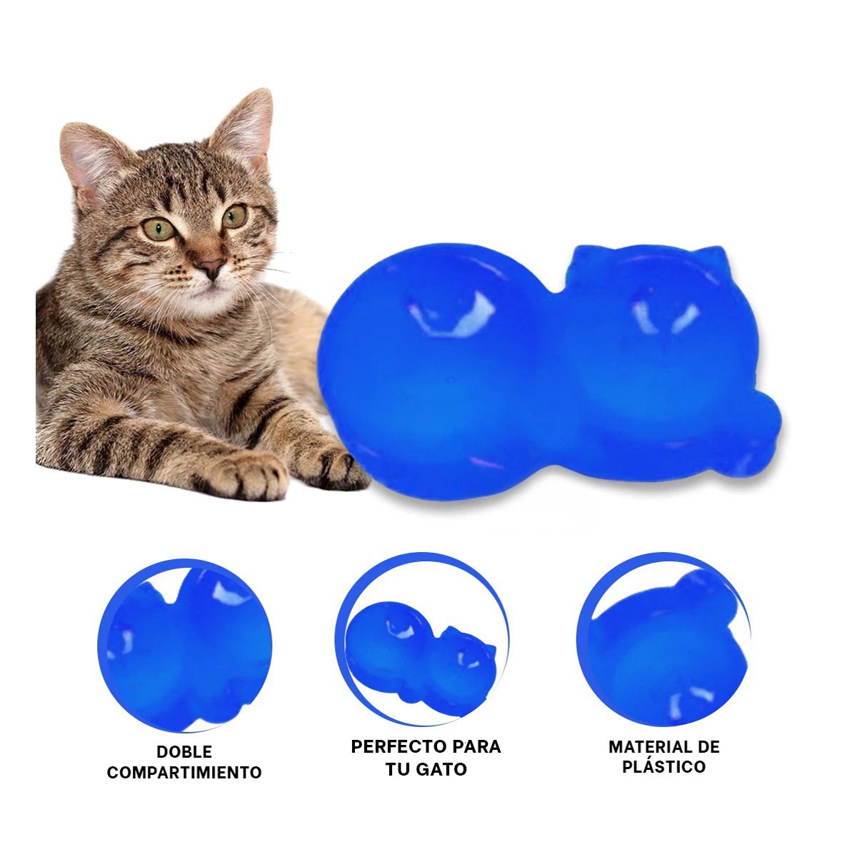 PLATO GATO MA31288 DOBLE FORMA OREJITAS COLOR AZUL RYBIU - 3