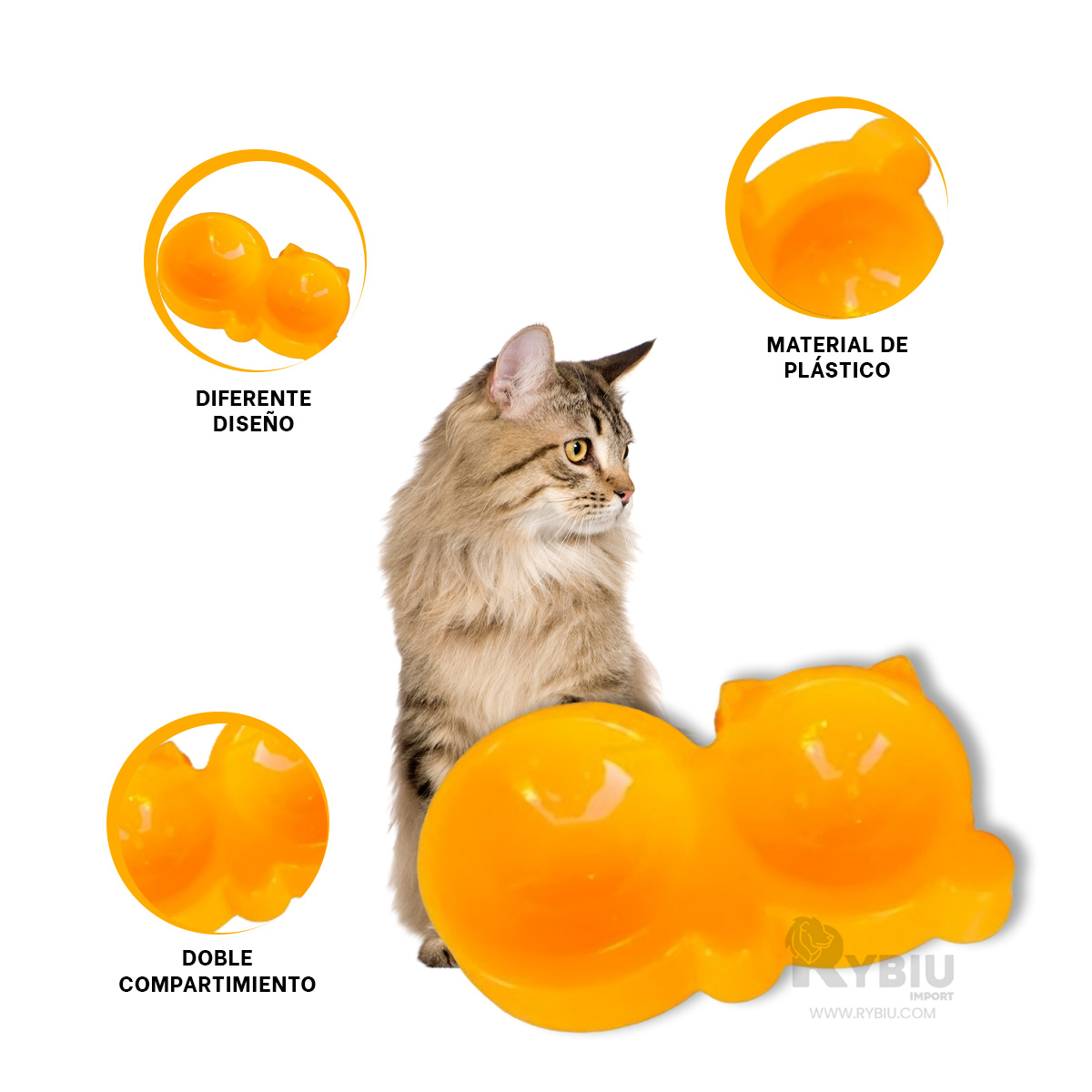 PLATO GATO MA31287 DOBLE FORMA OREJITAS COLOR AMARILLO RYBIU - 3