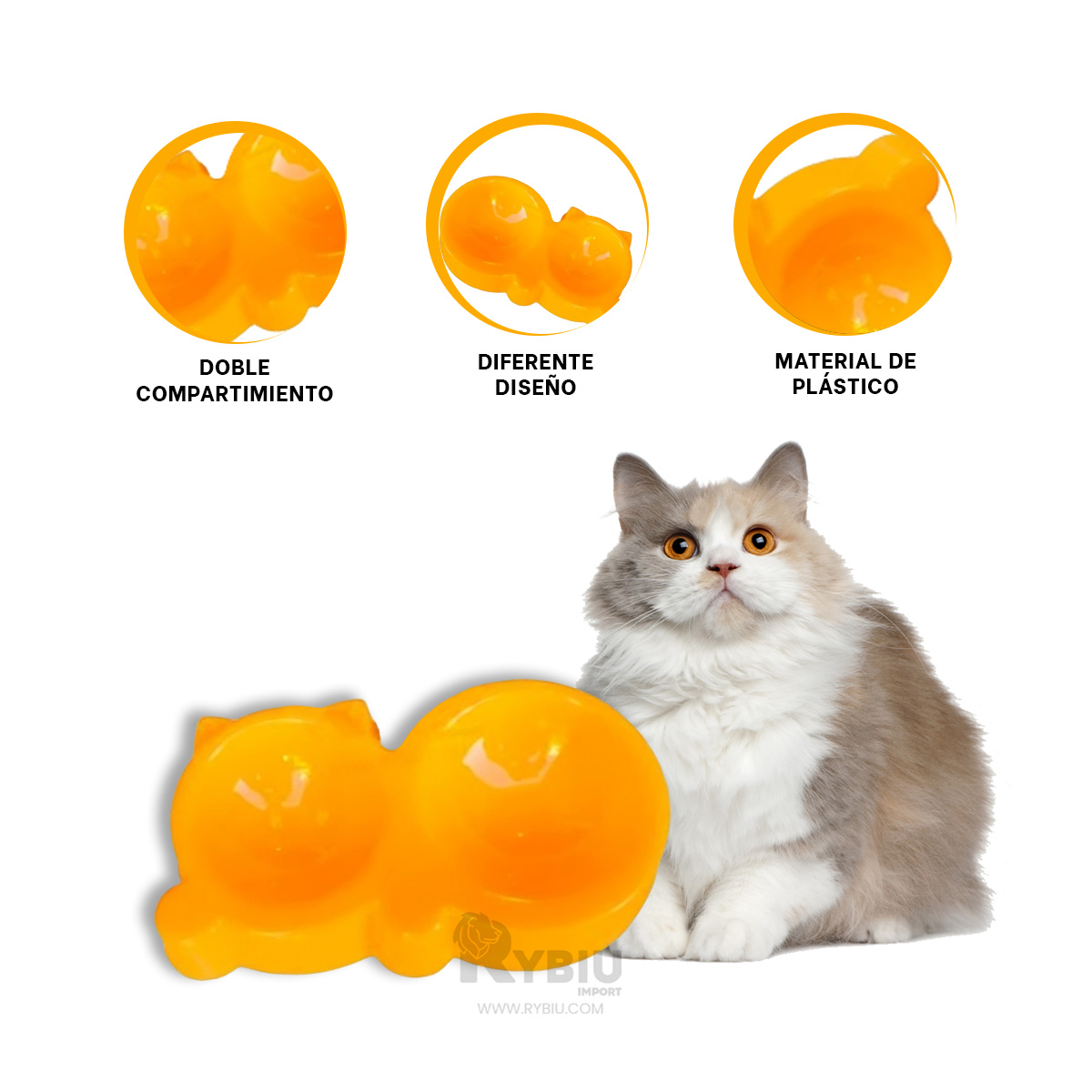 PLATO GATO MA31287 DOBLE FORMA OREJITAS COLOR AMARILLO RYBIU - 4