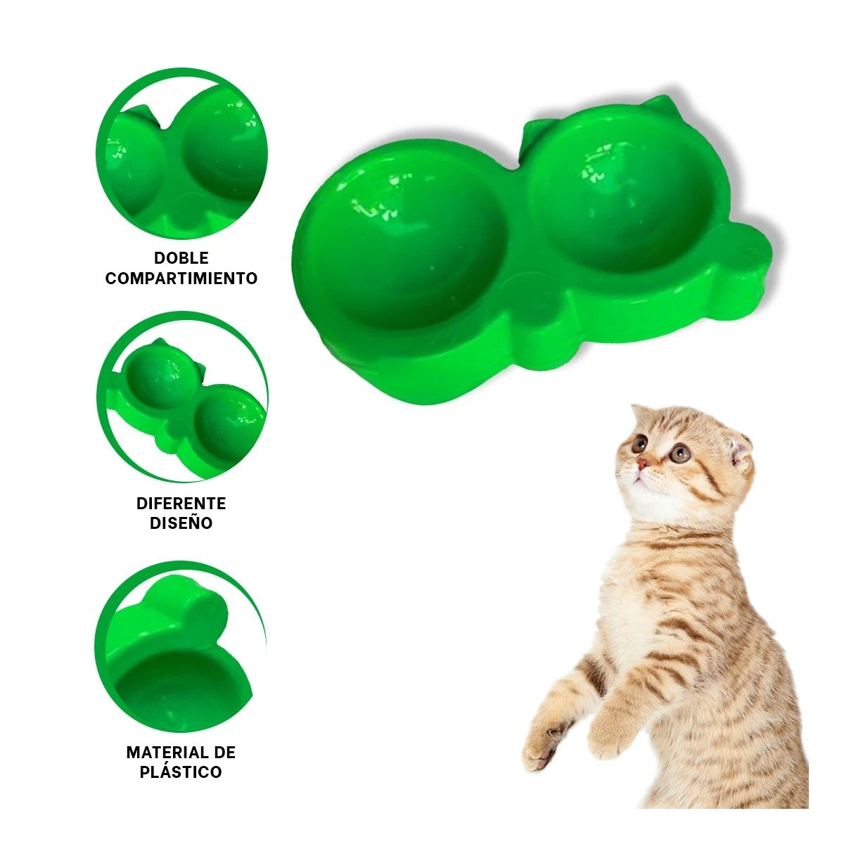 PLATO GATO MA31290 DOBLE FORMA OREJITAS COLOR VERDE RYBIU - 3
