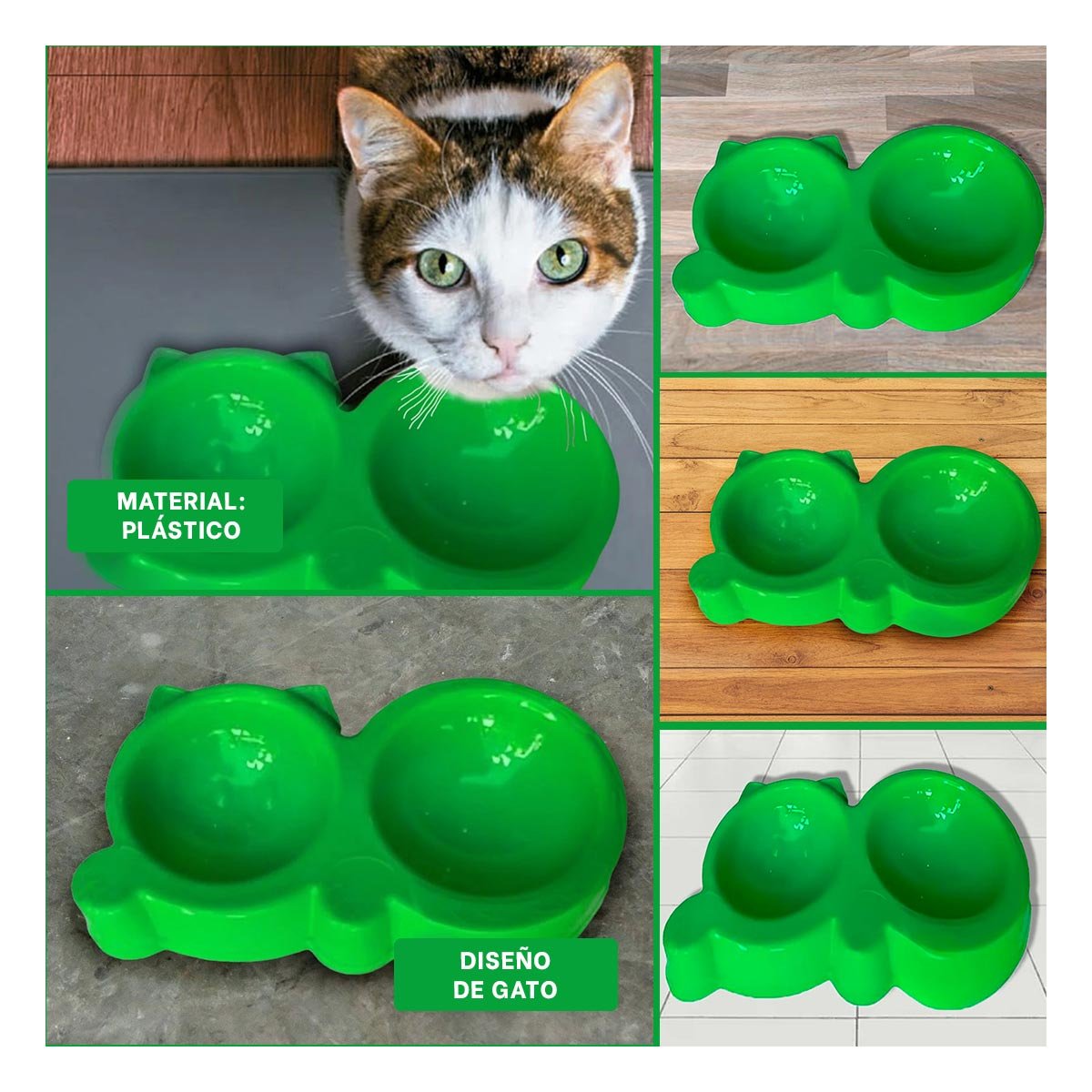 PLATO GATO MA31290 DOBLE FORMA OREJITAS COLOR VERDE RYBIU - 5