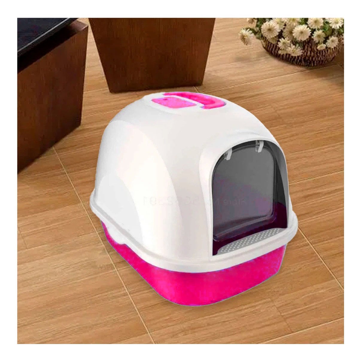 ARENERO GATO RYBIU MA30922 TRANSPORTABLE COLOR ROSADO + STICKERS - 2