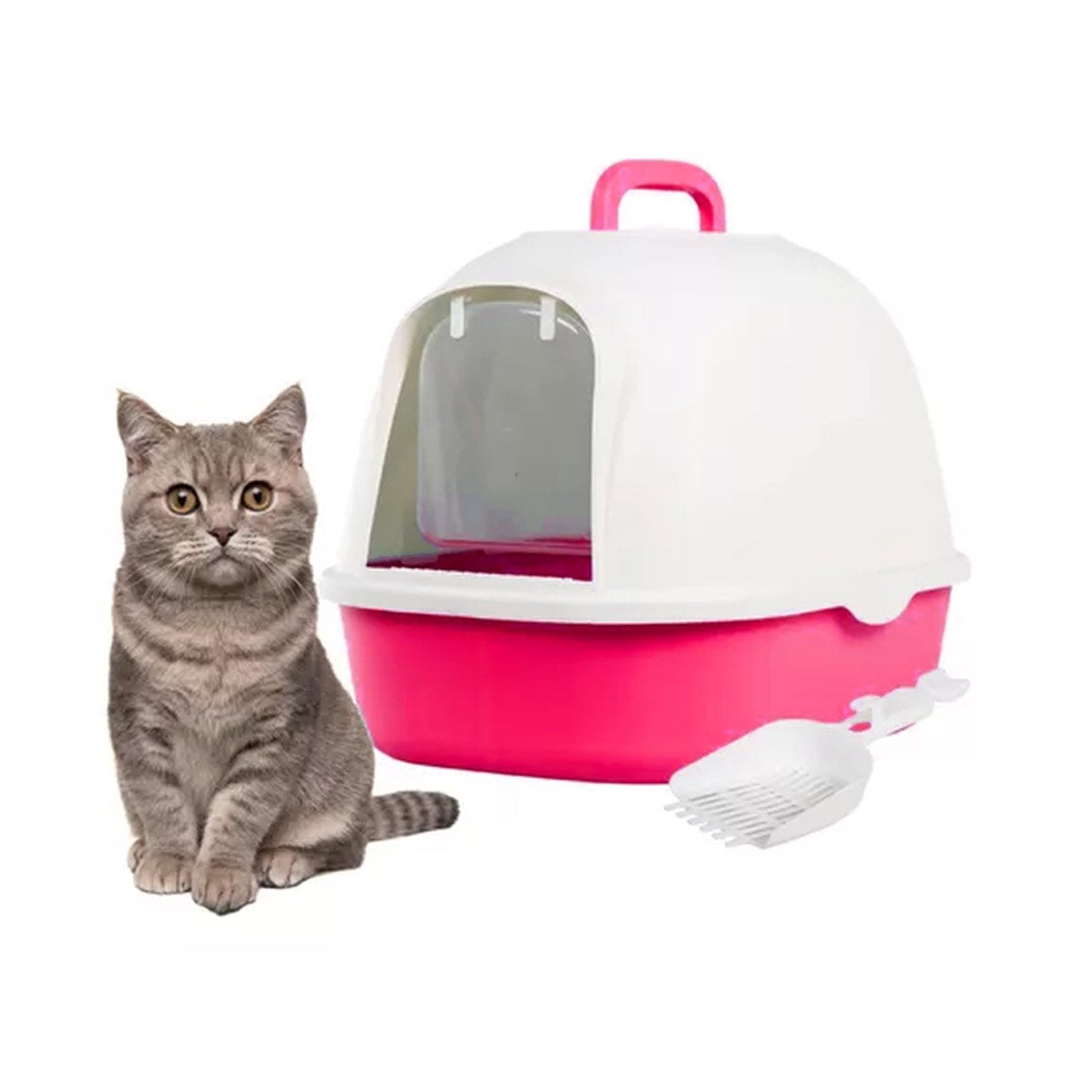 ARENERO GATO RYBIU MA30922 TRANSPORTABLE COLOR ROSADO + STICKERS - 3