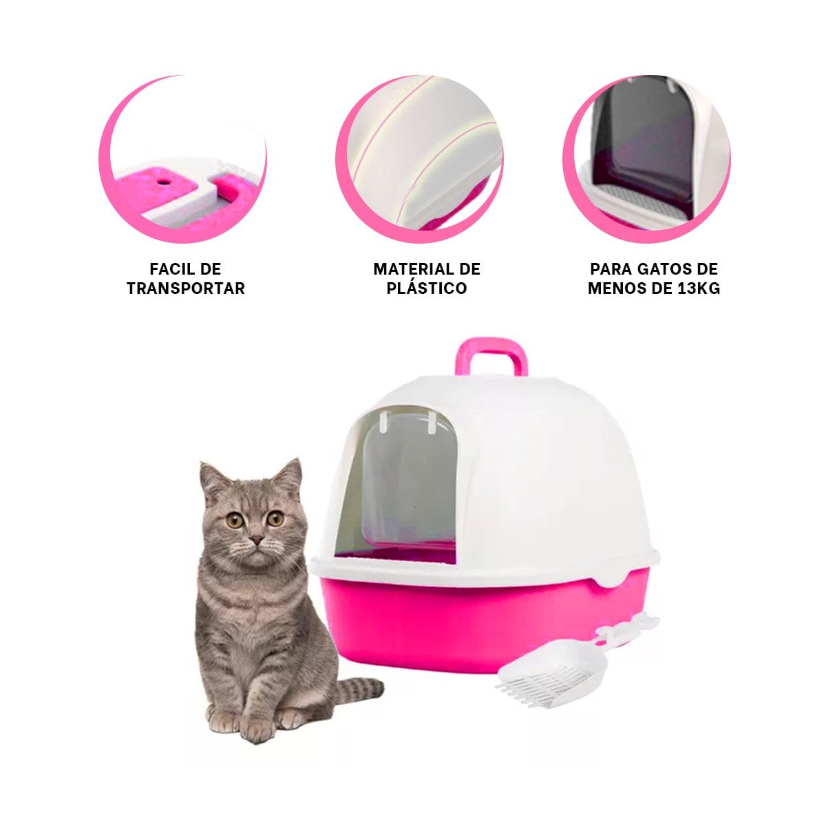 ARENERO GATO RYBIU MA30922 DISEÑO CERRADO COLOR ROSADO - 3