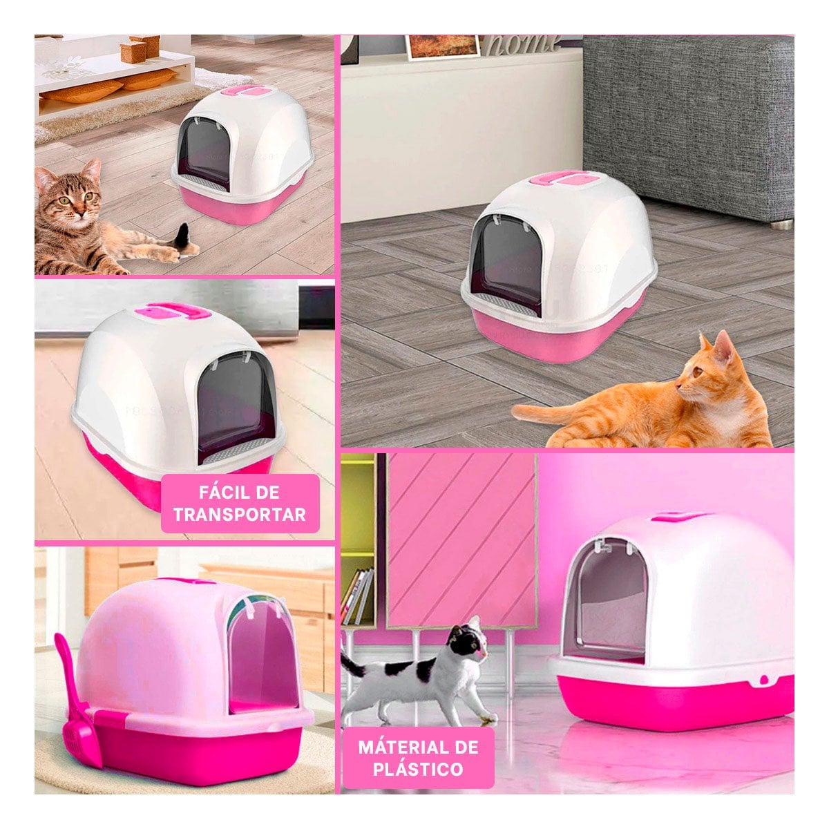 ARENERO GATO RYBIU MA30922 DISEÑO CERRADO COLOR ROSADO - 5