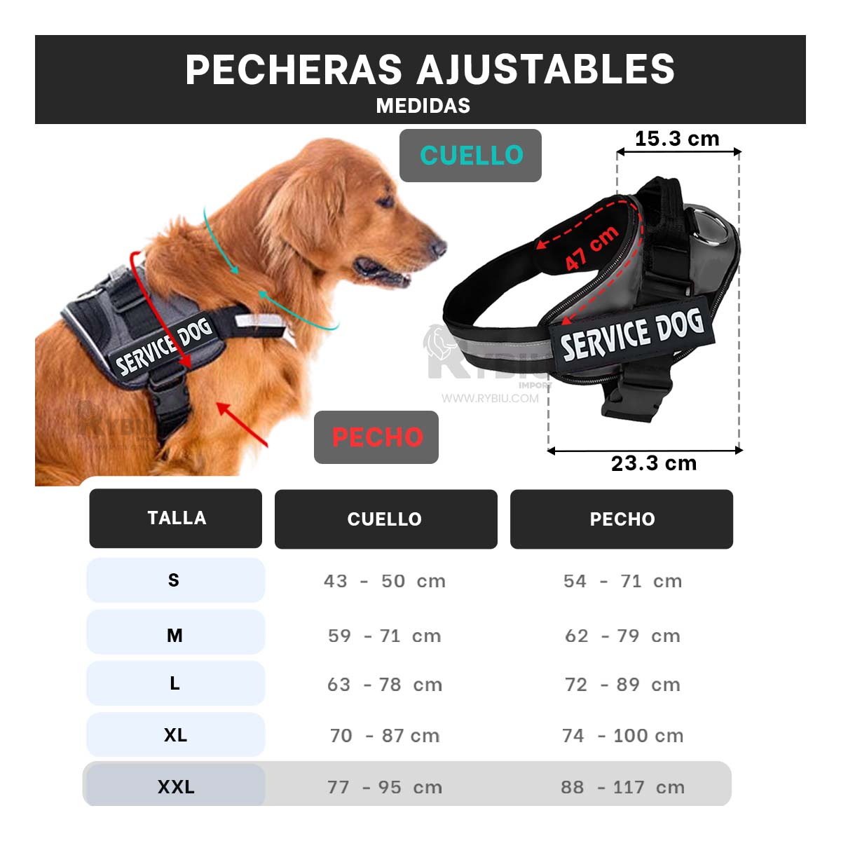 PECHERA PERROS MA30987 RYBIU FACIL USO EN NEGRO XXL Y+AGENDITA - 5