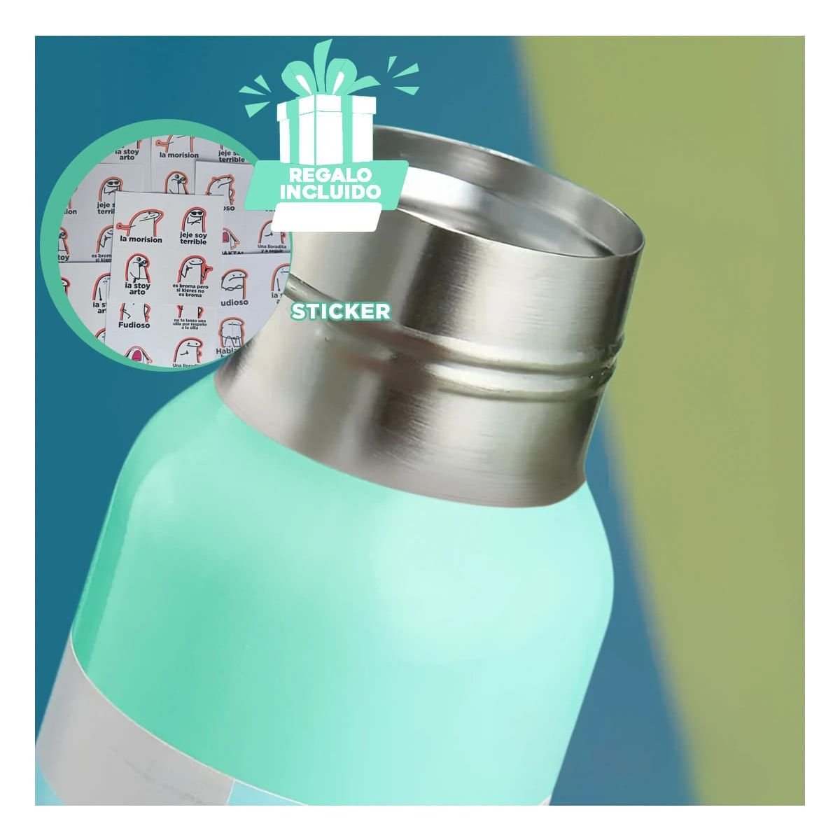 TERMO RYBIU CO32127 ACERO UTIL ATRACTIVO VERDE 500ML + REGALO STICKERS - 1