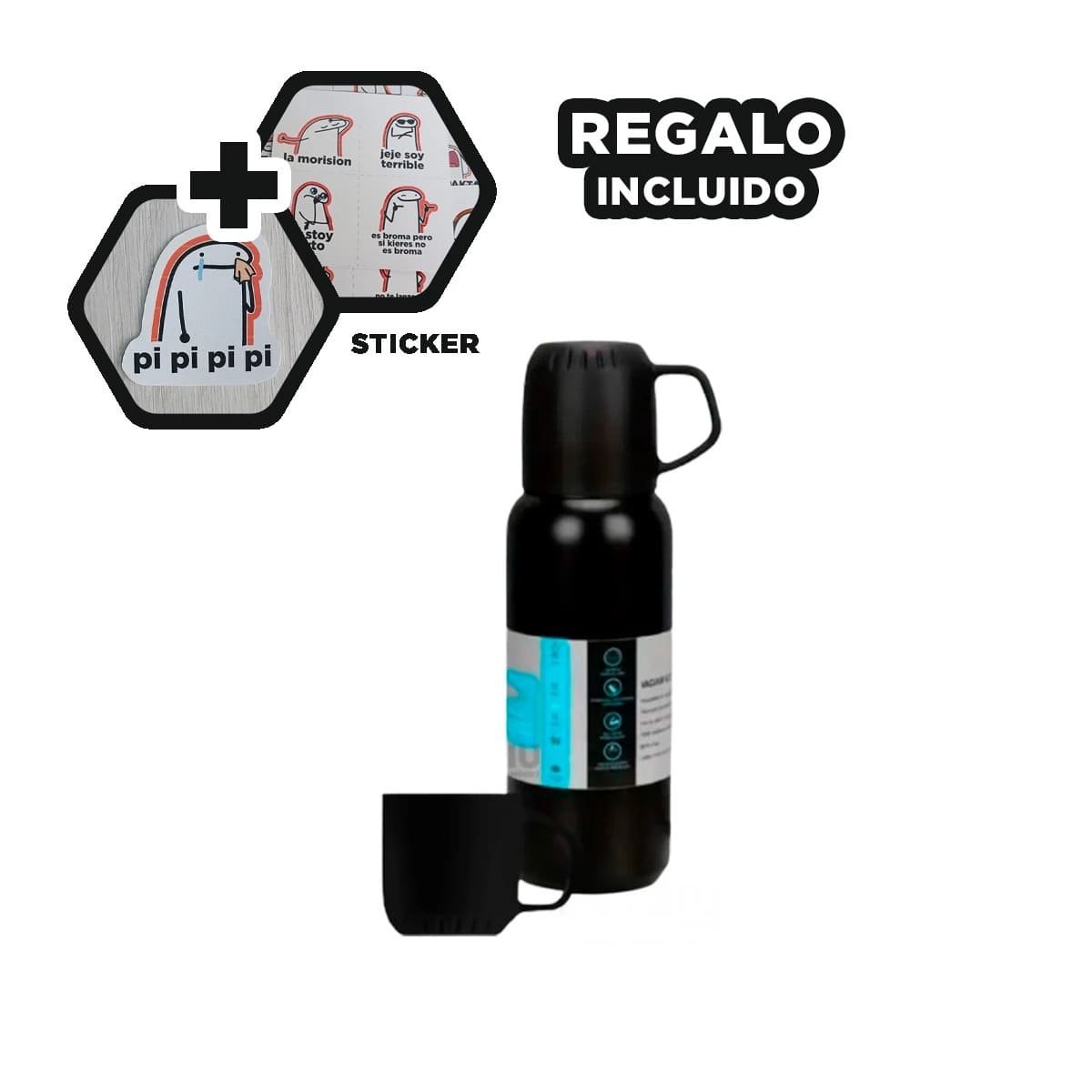 TERMO RYBIU CO32131 ACERO COMPACTO 3 TAZAS NEGRO 500ML + REGALO STICKERS - 1