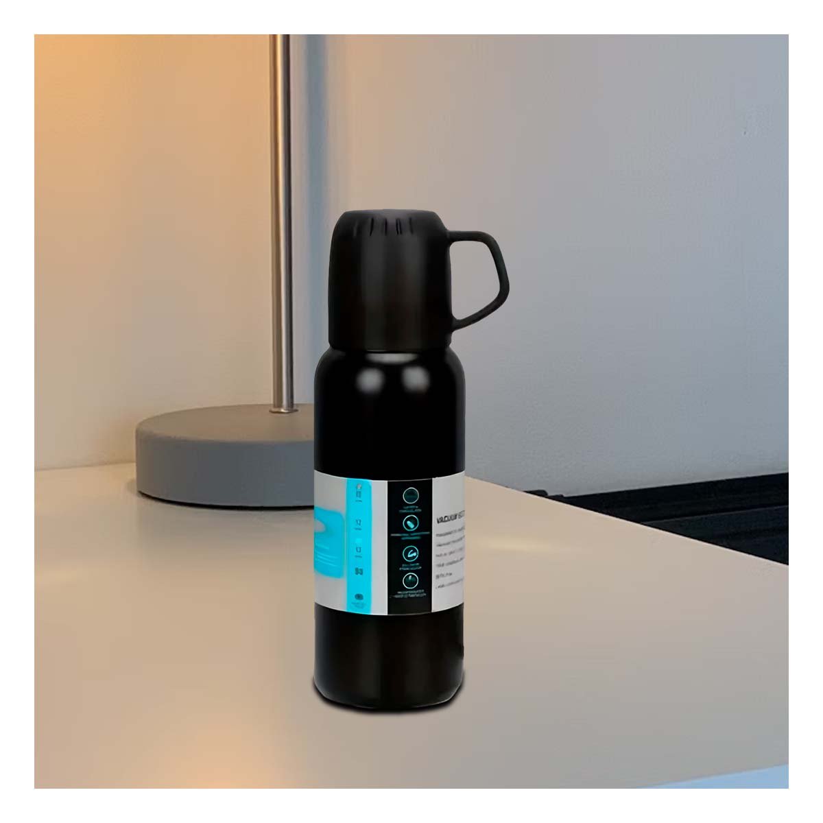 TERMO RYBIU CO32131 ACERO COMPACTO 3 TAZAS NEGRO 500ML + REGALO STICKERS - 2