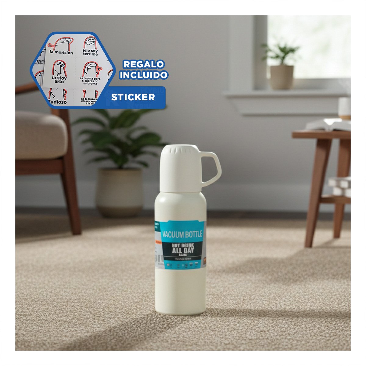 TERMO RYBIU CO32132 ACERO COMPACTO 3 TAZAS CREMA + REGALO STICKERS - 1