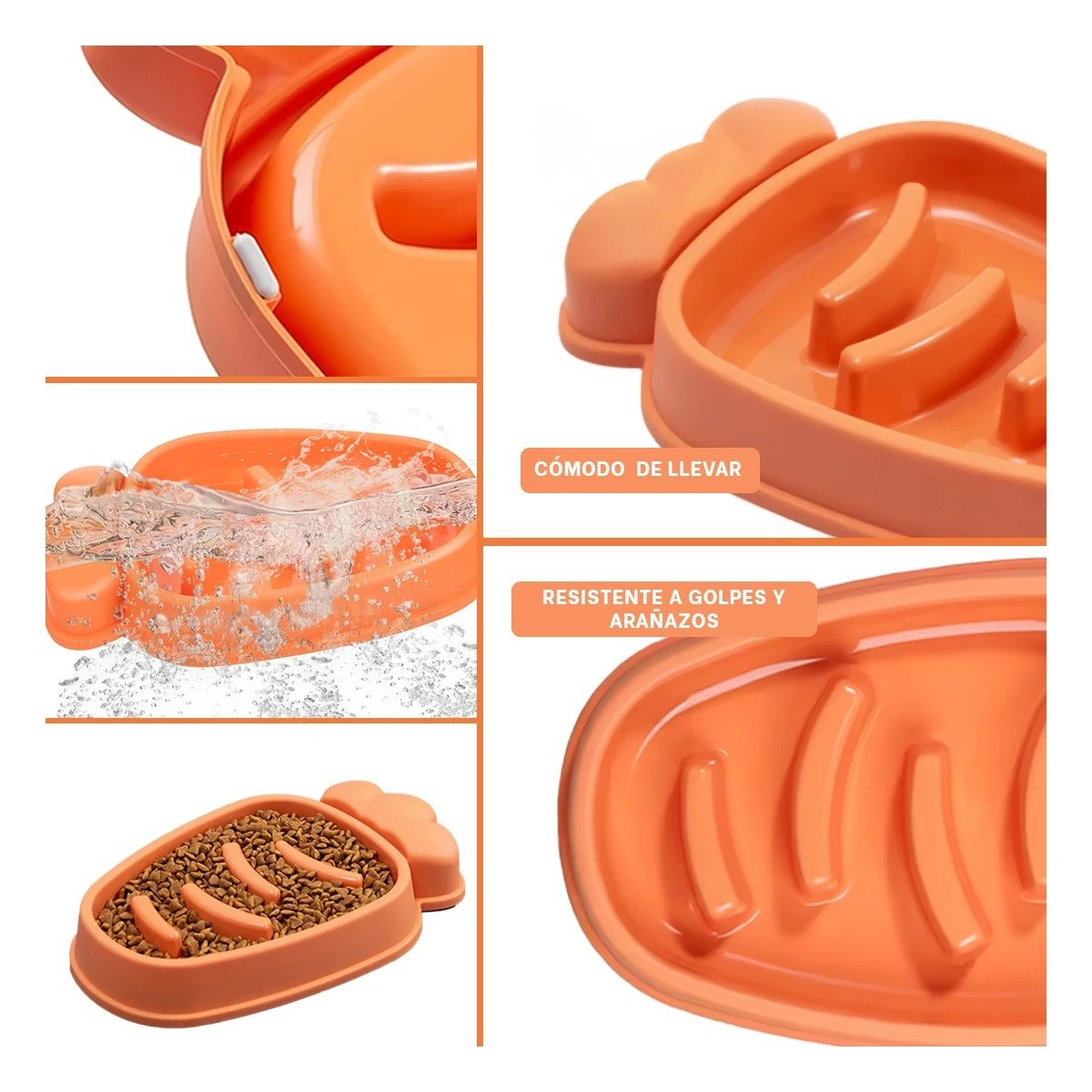PLATO PERRO MA31314 PET ANTIESTRÉS ZANAHORIA MODERNO COLOR NARANJA RYBIU - 5