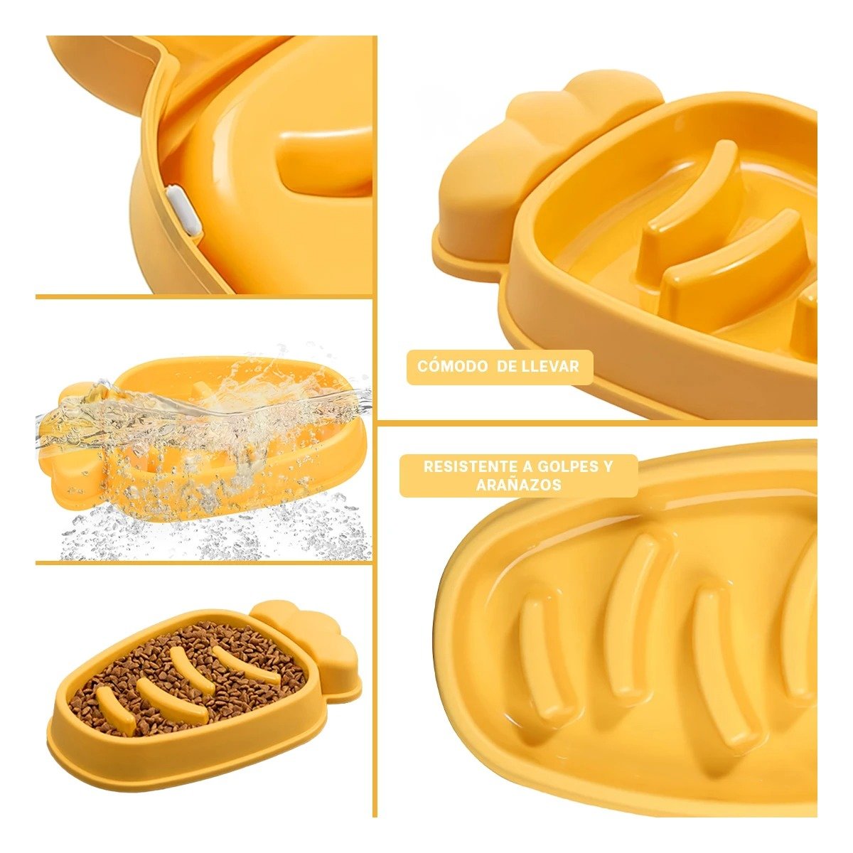 PLATO PERRO MA31315 PET ANTIESTRÉS ZANAHORIA MODERNO COLOR AMARILLO RYBIU - 5