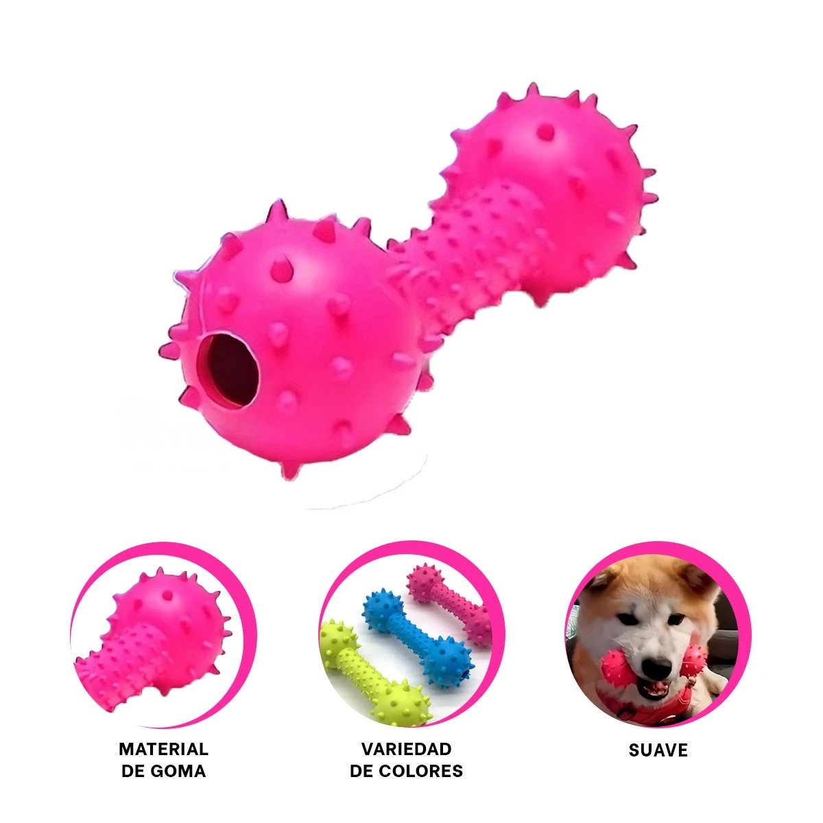 HUESO ELASTICO ROSADO CON DISENO DIVERTIDO PARA JUEGO DIARIO - 3