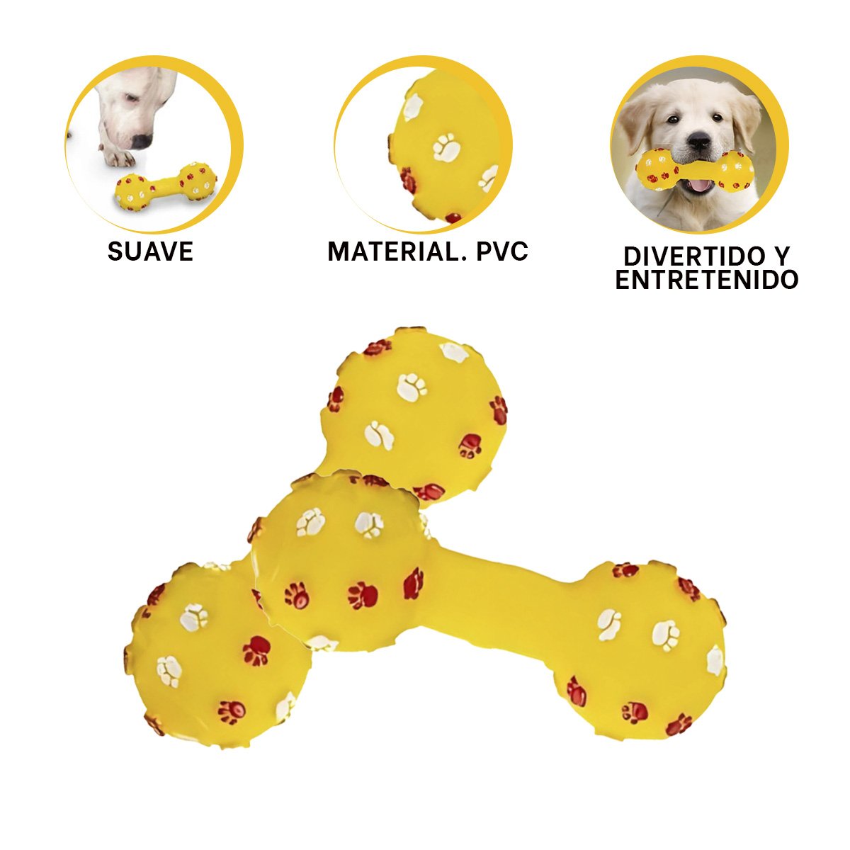 ACCESORIO PARA PERRO TIPO HUESO AMARILLO PARA MOMENTOS DE JUEGO - 3