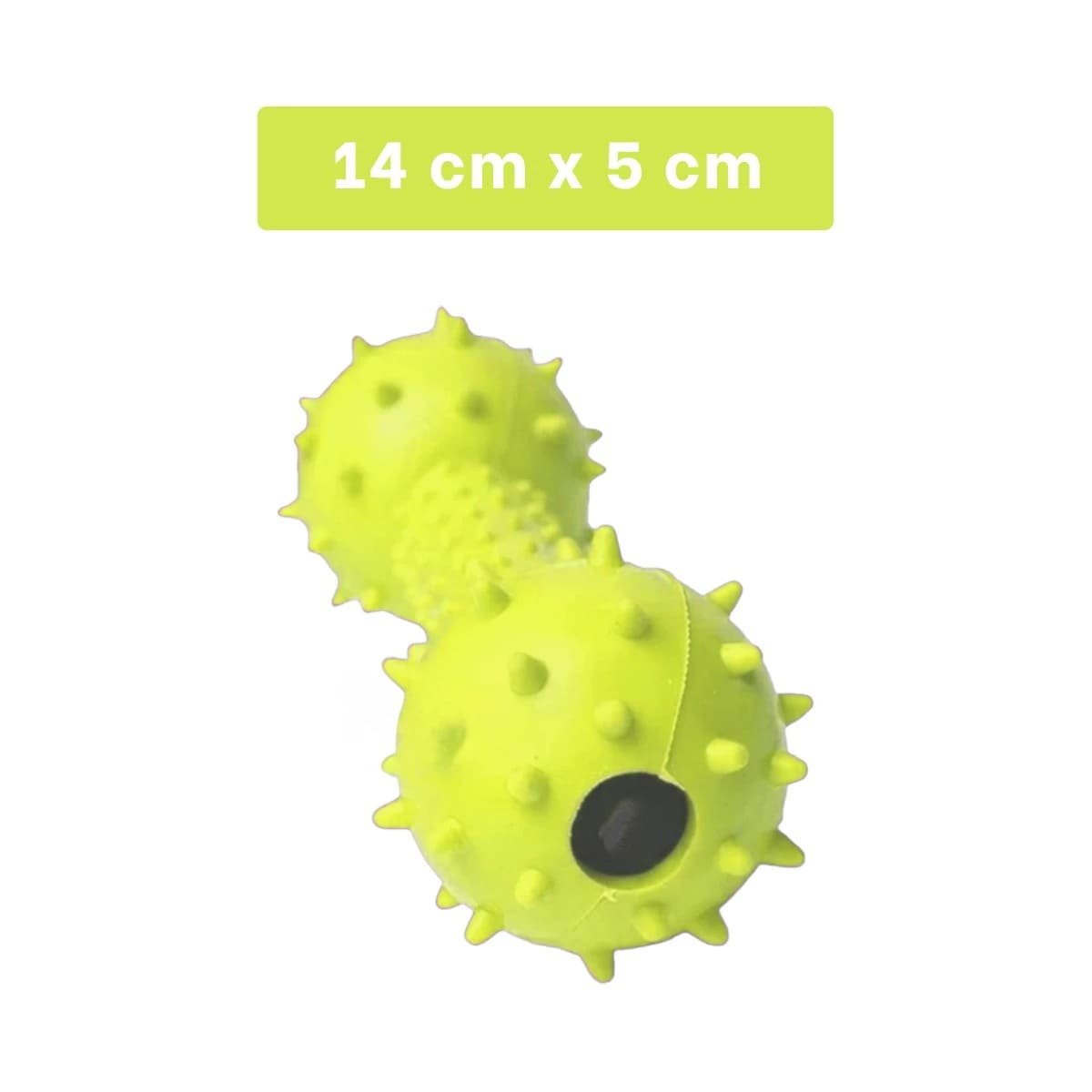 HUESO DE JEBE CON BOLAS LATERALES VERDE AMARILLENTO PRACTICO Y+REGALO STICKER - 4
