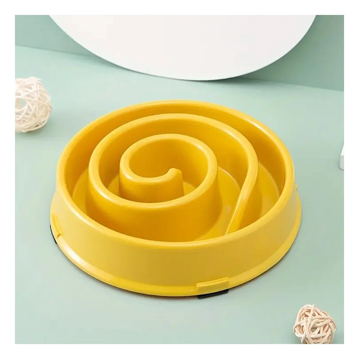 PLATO PERRO MA31302 ANTIESTRÉS ESPIRAL MASCOTA COLOR AMARILLO RYBIU - 1