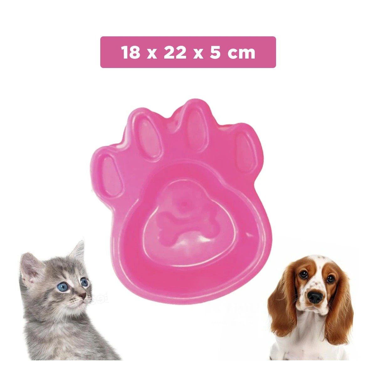 PLATO PERRO Y GATO MA31317 MASCOTA FORMA HUESO PEQUEÑO COLOR ROSADO RYBIU - 4