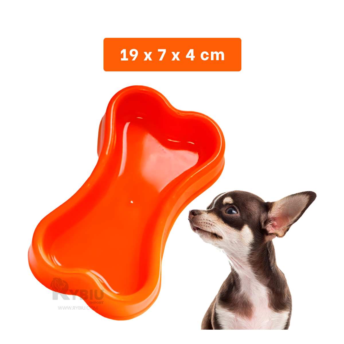 PLATO PERRO Y GATO MA31319 MASCOTA FORMA HUESO PEQUEÑO ANARANJADO RYBIU - 5