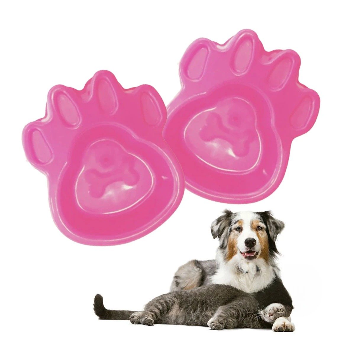PLATO PERRO Y GATO MA31317 PRÁCTICO DISEÑO COLOR ROSADO Y STICKERS RYBIU - 3