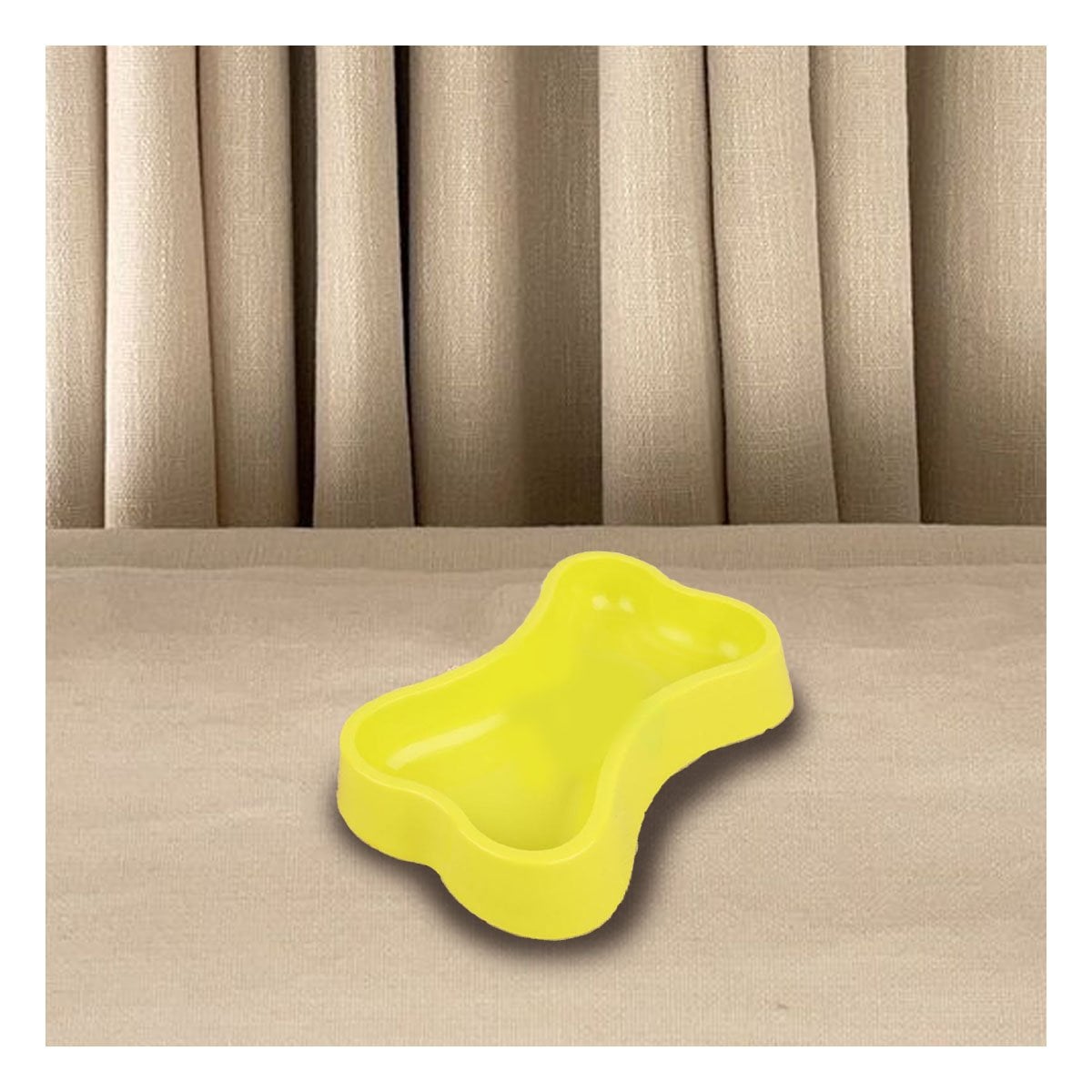 PLATO PERRO Y GATO MA31318 MASCOTA FORMA HUESO PEQUEÑO COLOR AMARILLO RYBIU - 1