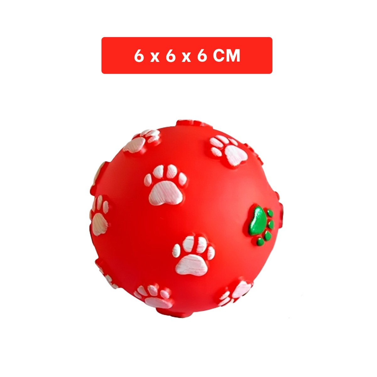 PELOTA DE COLOR ROJO CON HUELLAS DE COLORES PET DE MODELO MUY RESISTENTE - 4