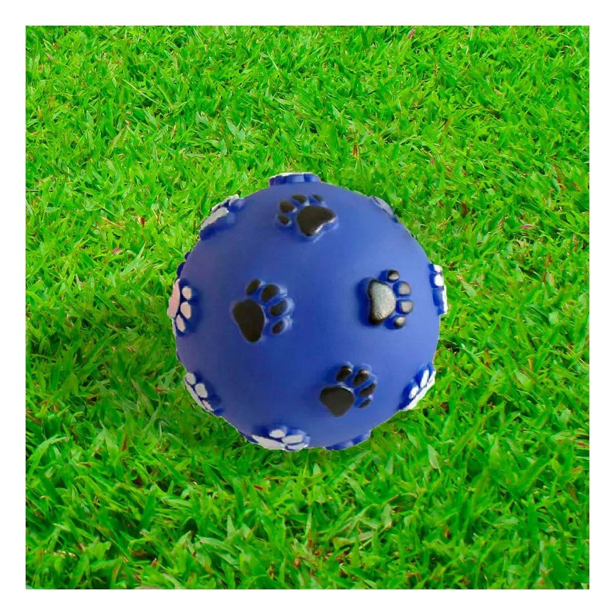 PELOTA DE COLOR AZUL CON HUELLAS DE COLORES PET DE MODELO MUY RESISTENTE - 1