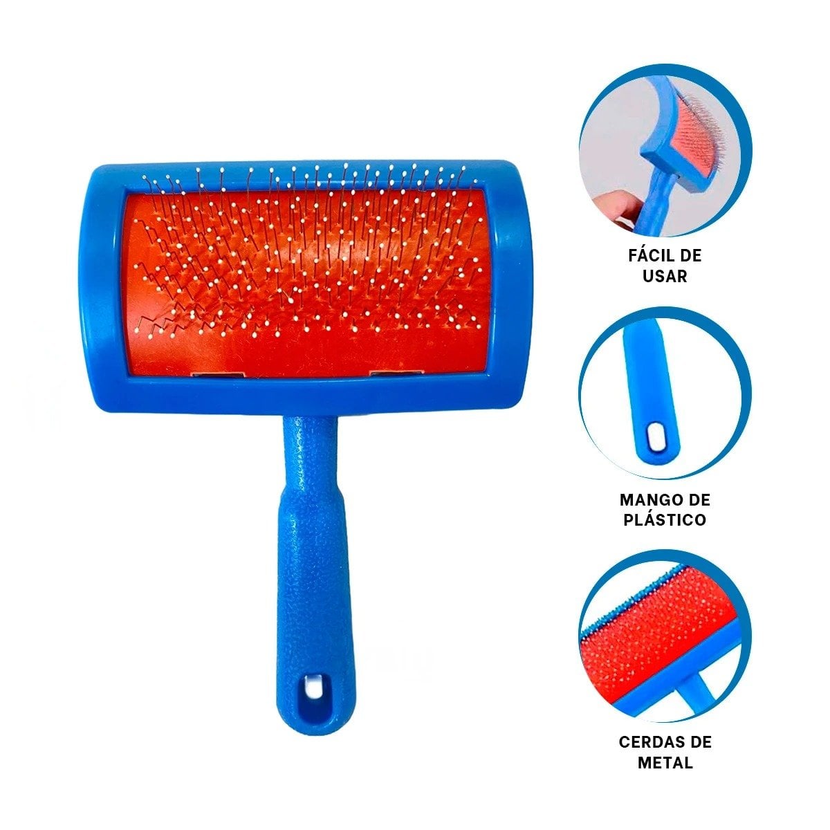 PEINE PERRO RYBIU MA31220 RECTANGULAR DE CEPILLO AGUJA AZUL - 3