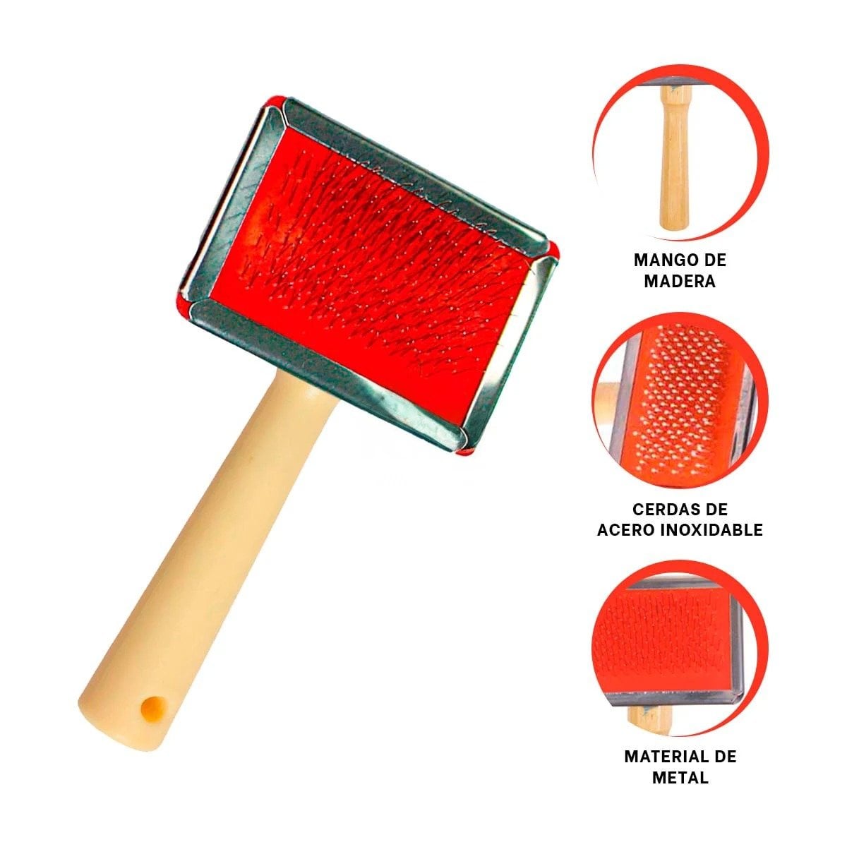 PEINE PERRO RYBIU MA31218 RECTANGULAR TALLA ROJO - 3