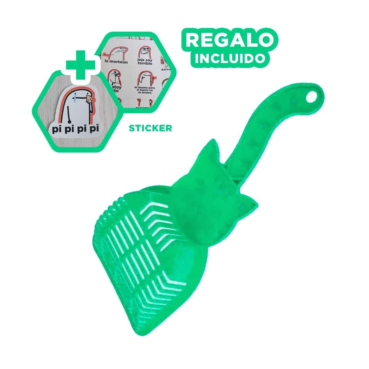 IMPLEMENTO CARA DE GATO VERDE PARA JARDIN Y DECORACION HOGAR CASA Y+REGALO STICKER - 1