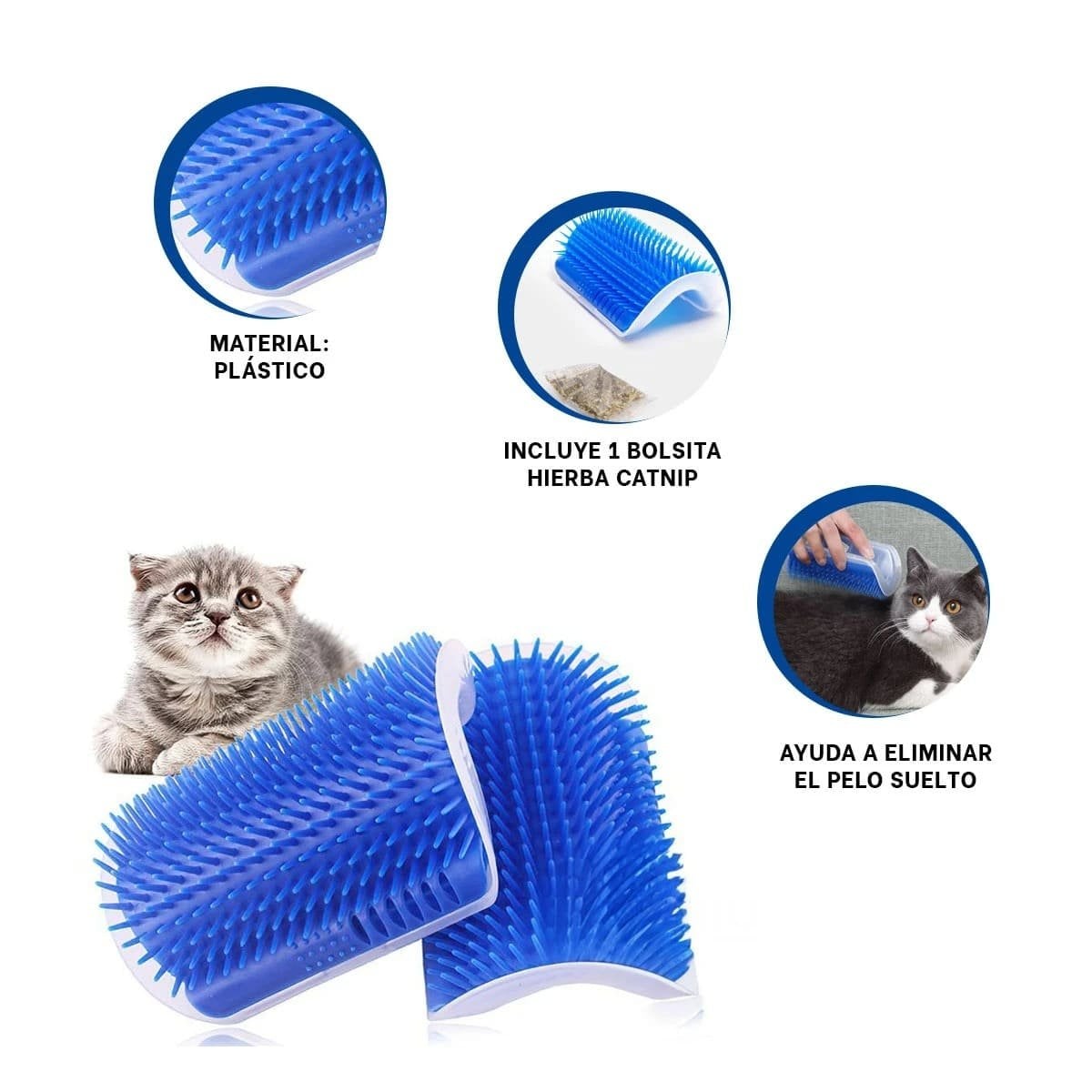 PLATAFORMA PARA GATOS ESQUINERO CON HIERBA AZUL CONFORT - 3