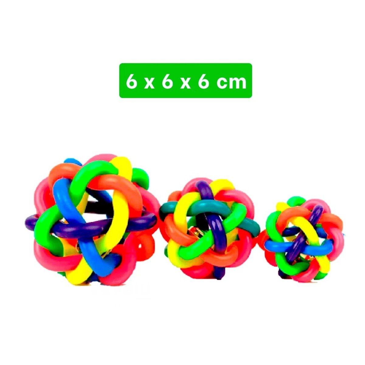 PELOTA TEJIDA CON CASCABEL PET 6CM MULTICOLOR RESISTENTE - 4