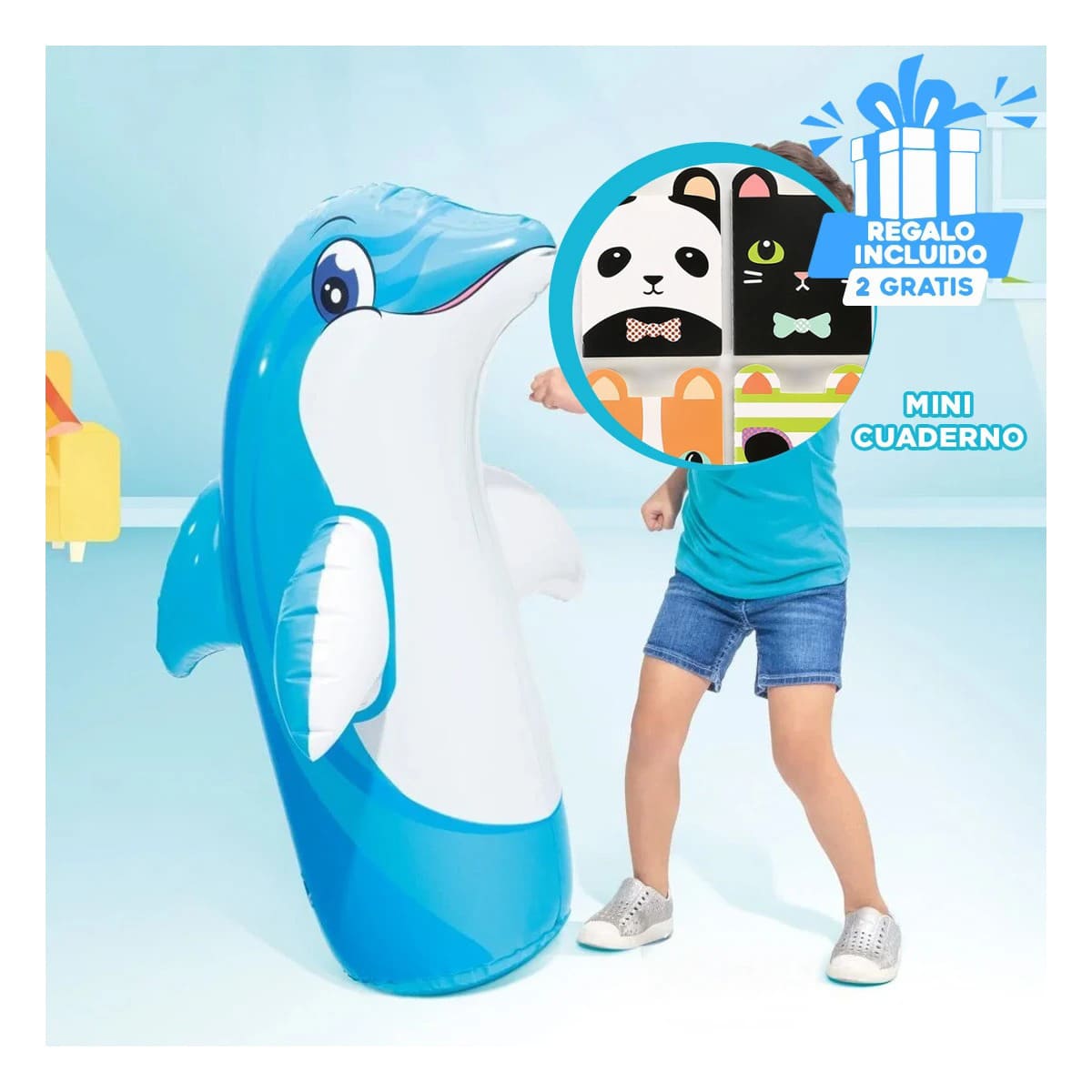 PORFIADO JUGUETE COLORIDO CON FORMA DELFIN Y+REGALO AGENDITA - 1