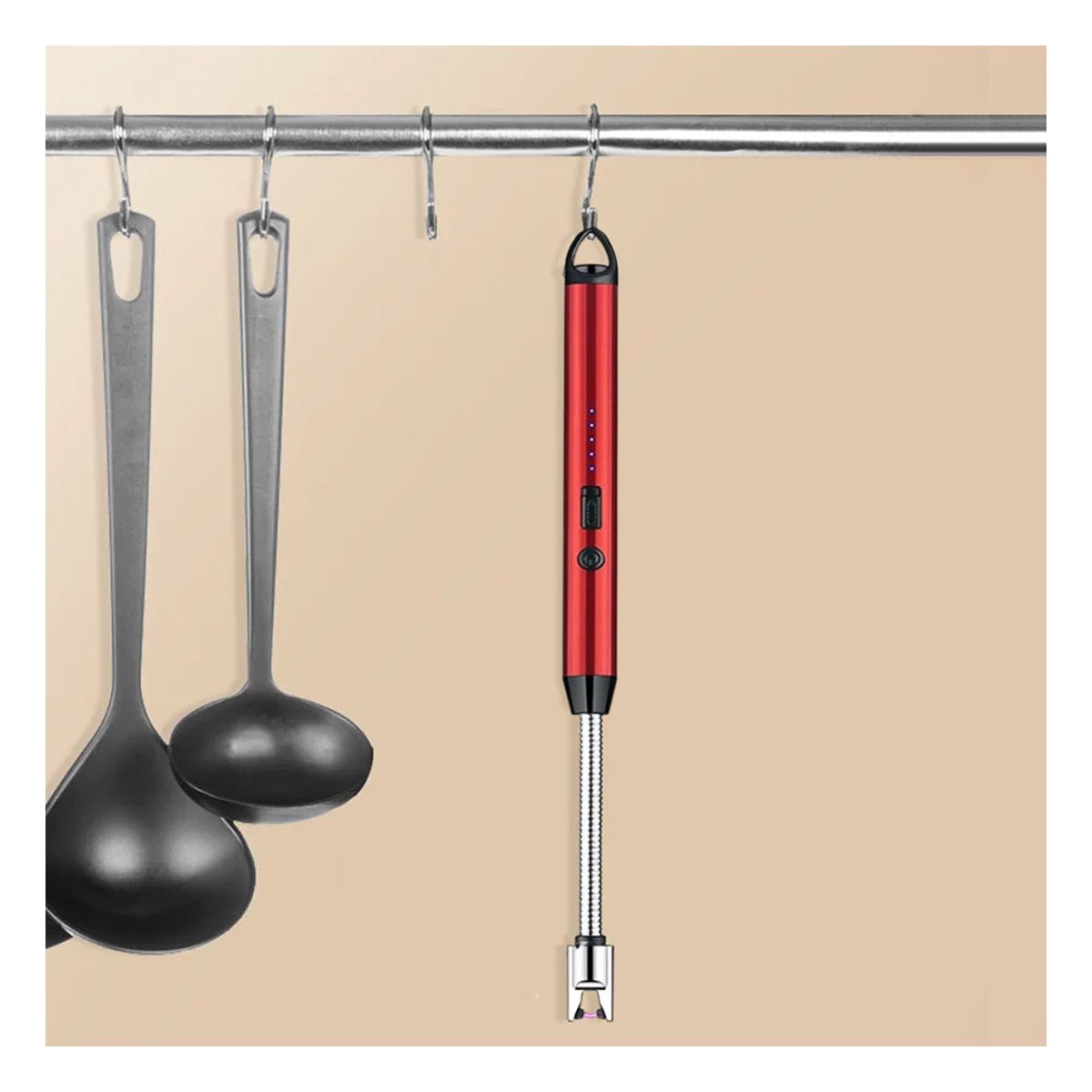 ENCENDEDORES RYBIU CO30507 ROJO COCINA RECARGABLES + REGALO STICKERS - 2
