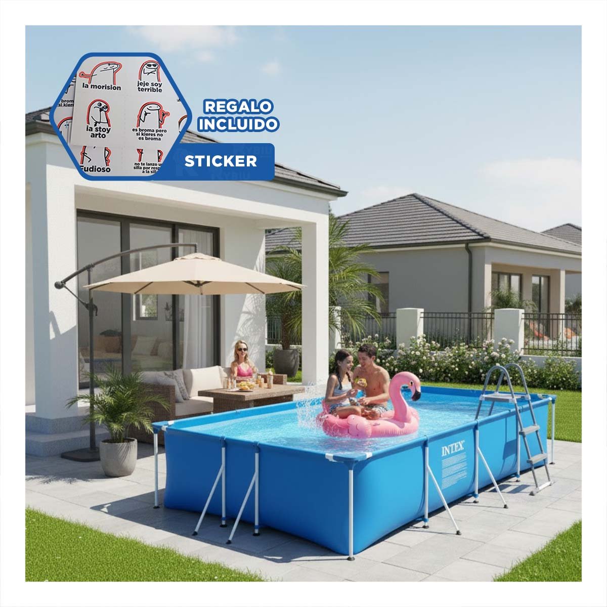 AREA DE AGUA RECREATIVA PARA JARDIN CON ESTRUCTURA REFORZADA Y+REGALO STICKER - 1