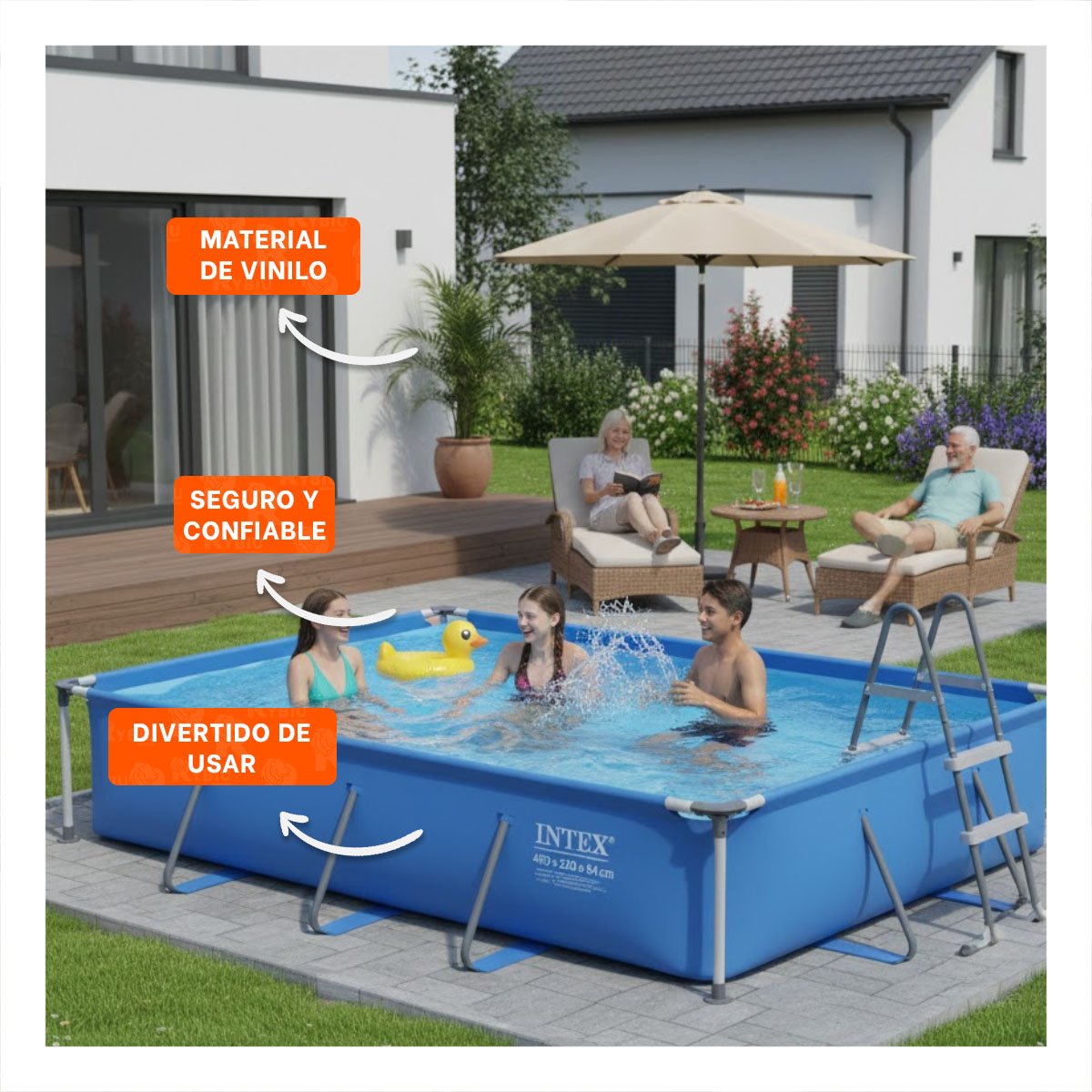 AREA DE AGUA RECREATIVA PARA JARDIN CON ESTRUCTURA REFORZADA Y+REGALO STICKER - 5