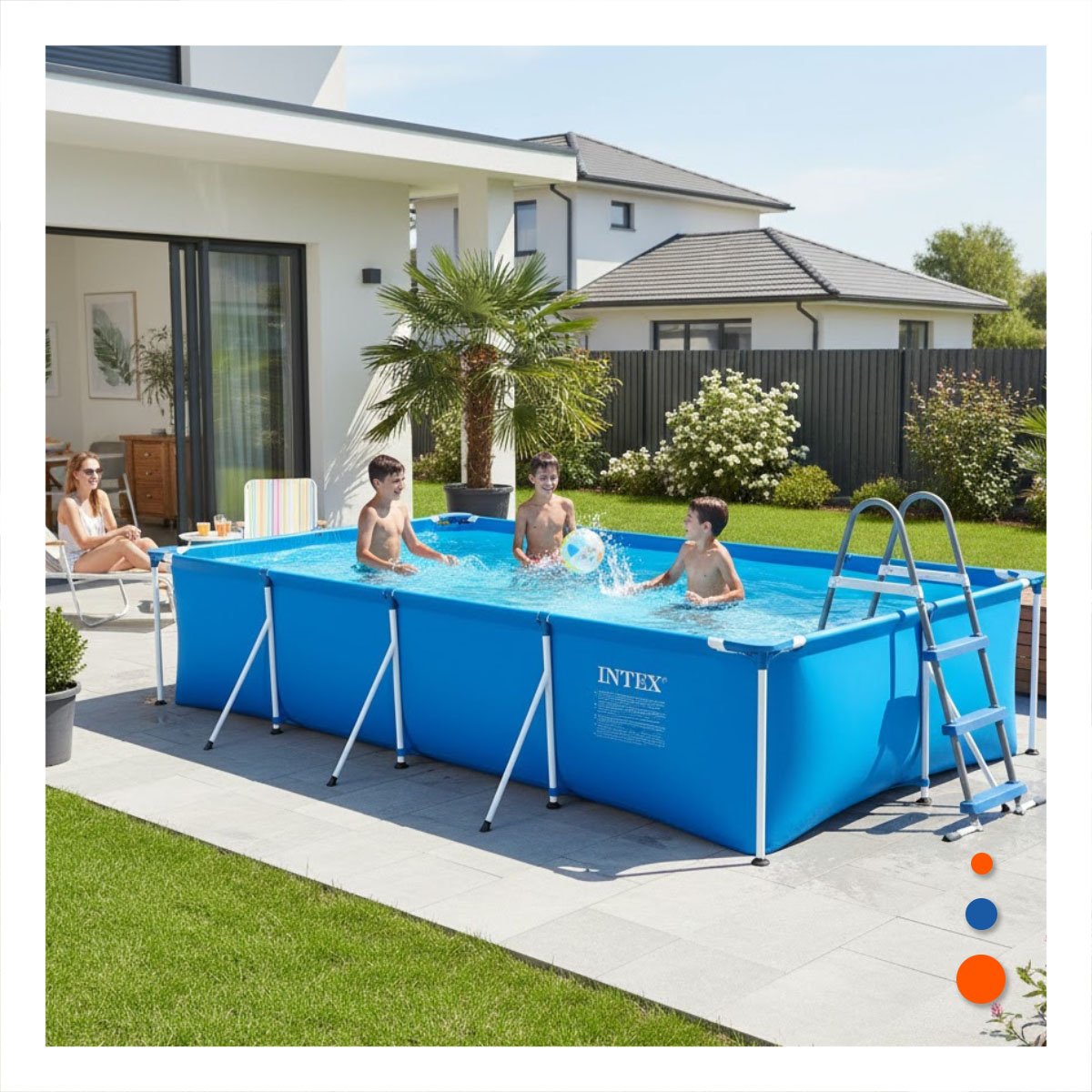 PISCINA EXTERIOR DE FORMA RECTANGULAR PARA NINOS Y ADULTOS Y+PAPEL REGALO - 2