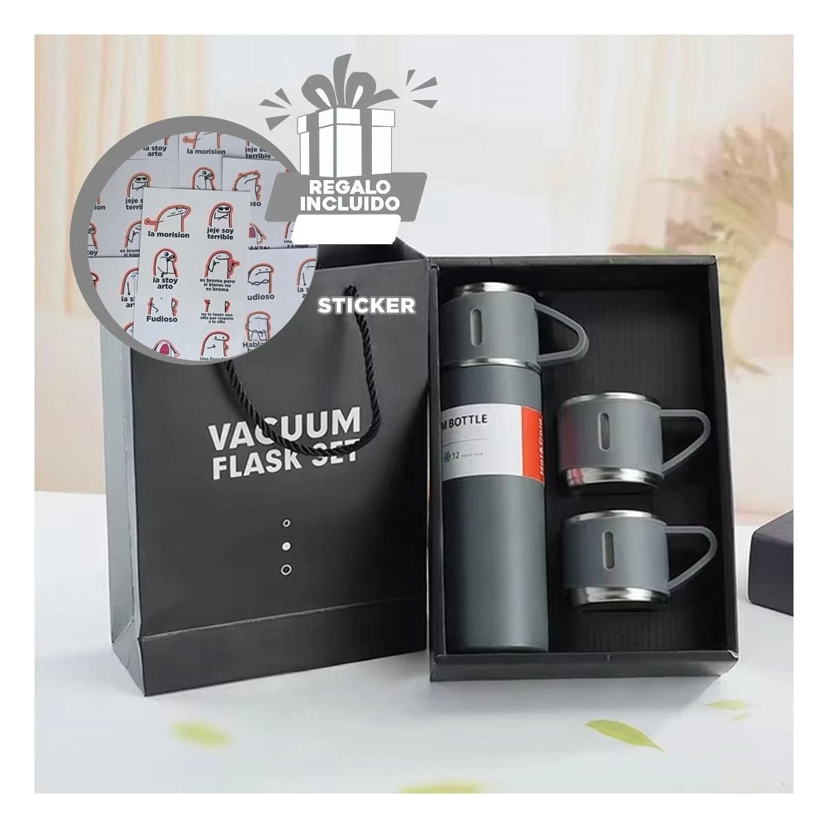 TERMO RYBIU CO30478 ACERO INOXIDABLE PRACTICO POTES PLOMO + REGALO STICKERS - 1