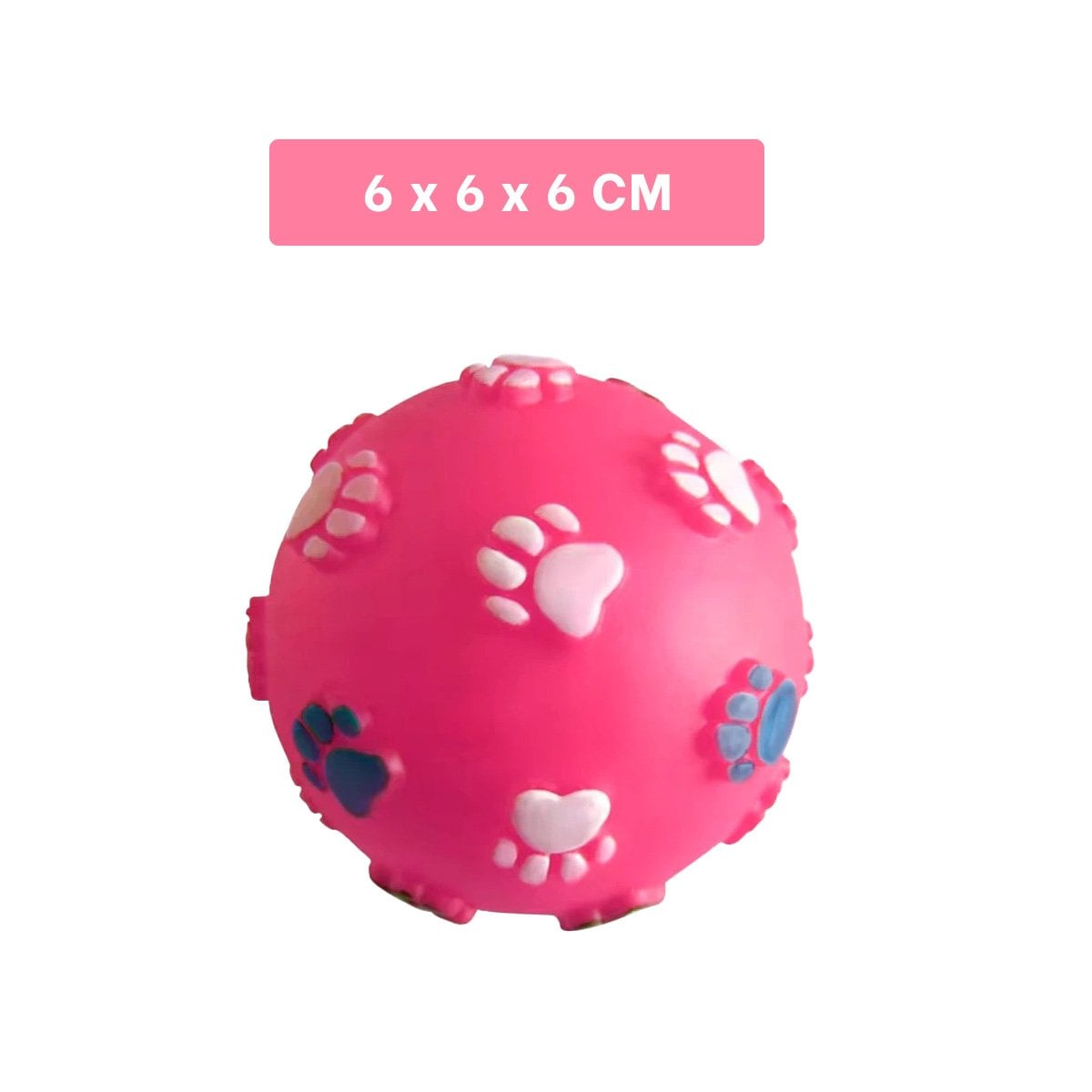 PELOTA DE COLOR ROSADO CON HUELLAS DE COLORES PET DE MODELO MUY RESISTENTE - 4