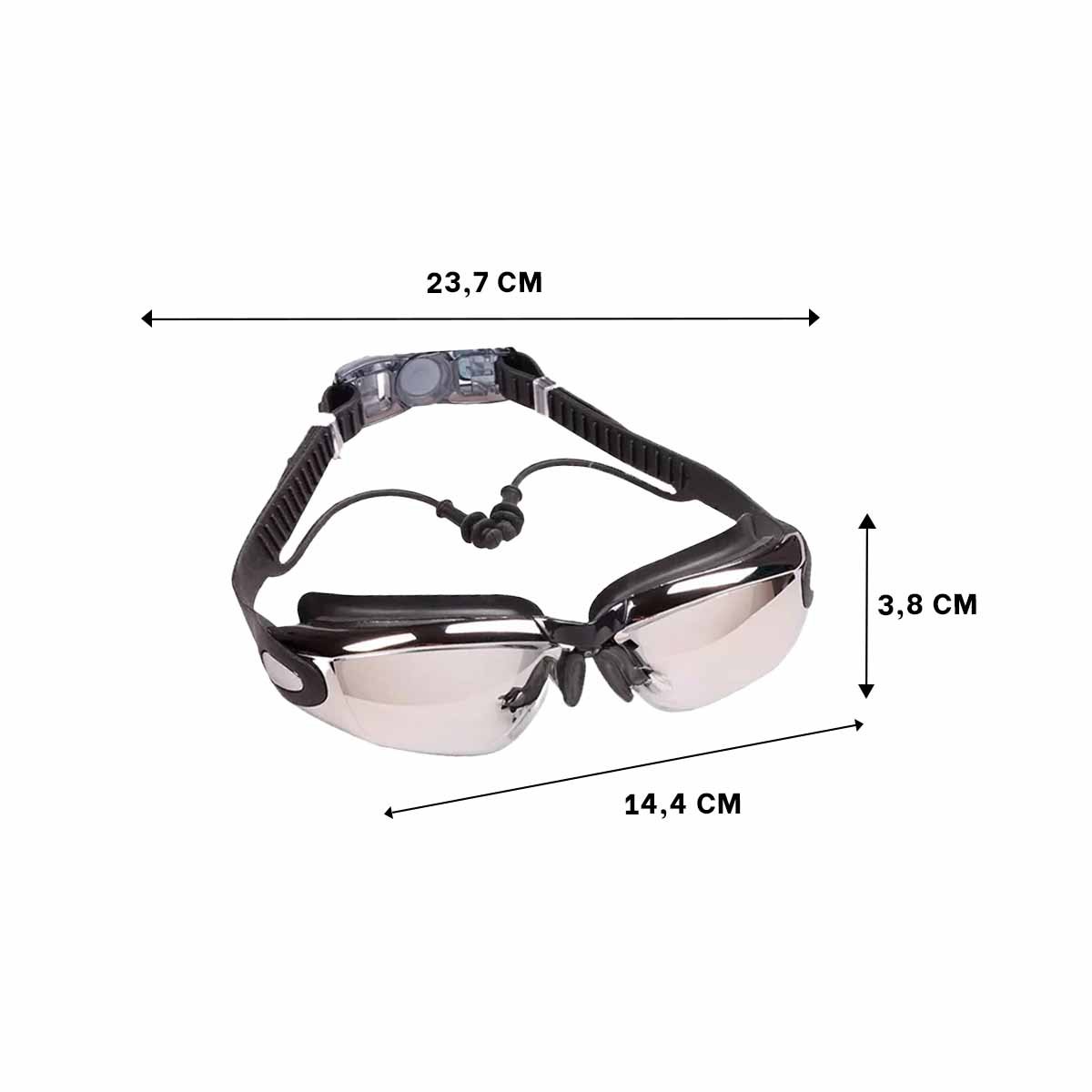 LENTES NATACIÓN RYBIU MG-HN72A AJUSTABLES NEGRO + REGALO STICKERS - 4