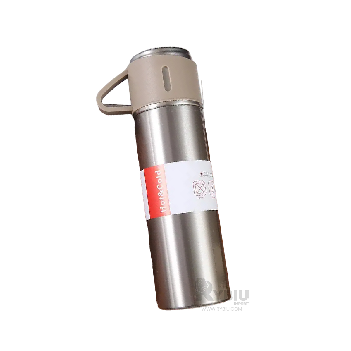 TERMO RYBIU CO30482 ACERO INOXIDABLE PORTATIL INOXIDABLE MARRÓN + REGALO AGENDITA - 4