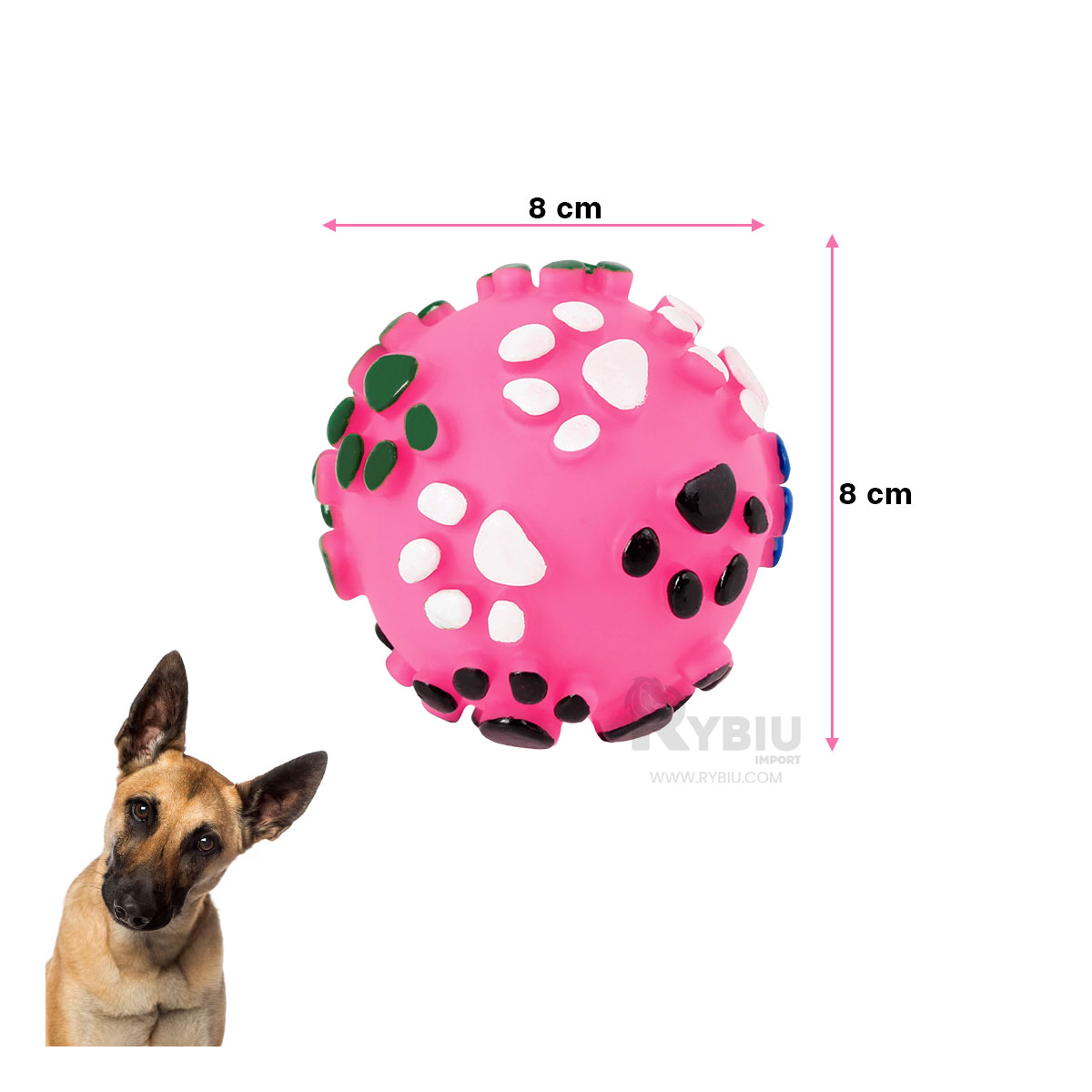 PELOTA CON HUELLITAS DE PLASTICO EN COLOR ROSADO - 5