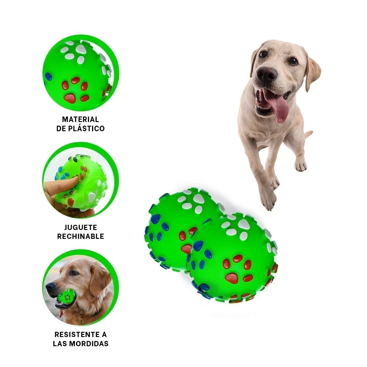 ARTICULO CON HUELLITAS DE PLASTICO M COLOR VERDE PARA MASCOTAS - 3